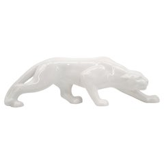 Art Deco Ceramic White Lioness, 1920