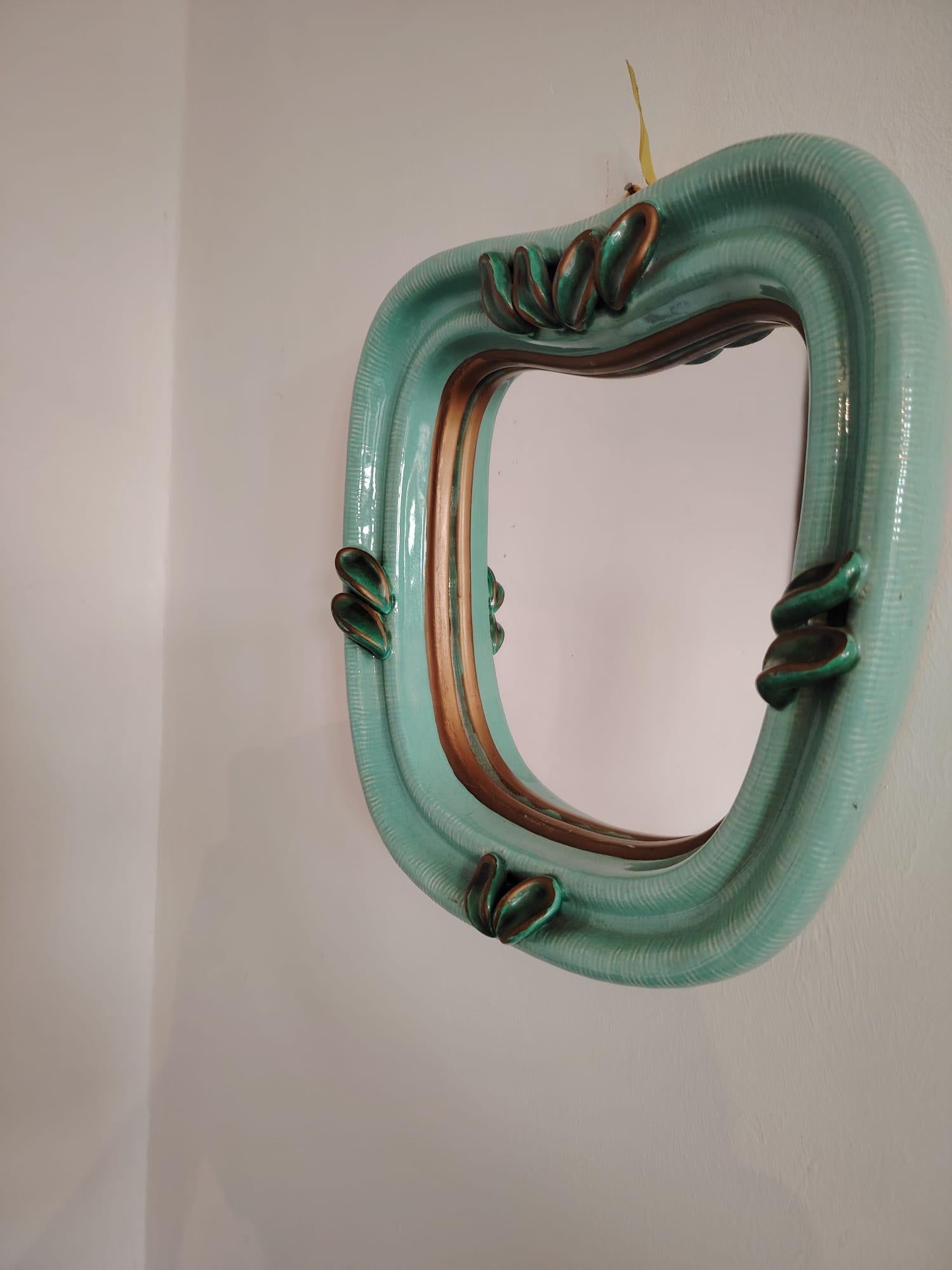 Art Deco Ceramik Wall Mirror by 