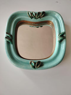 Art Deco Ceramik Wall Mirror by "Gmundner Keramik"