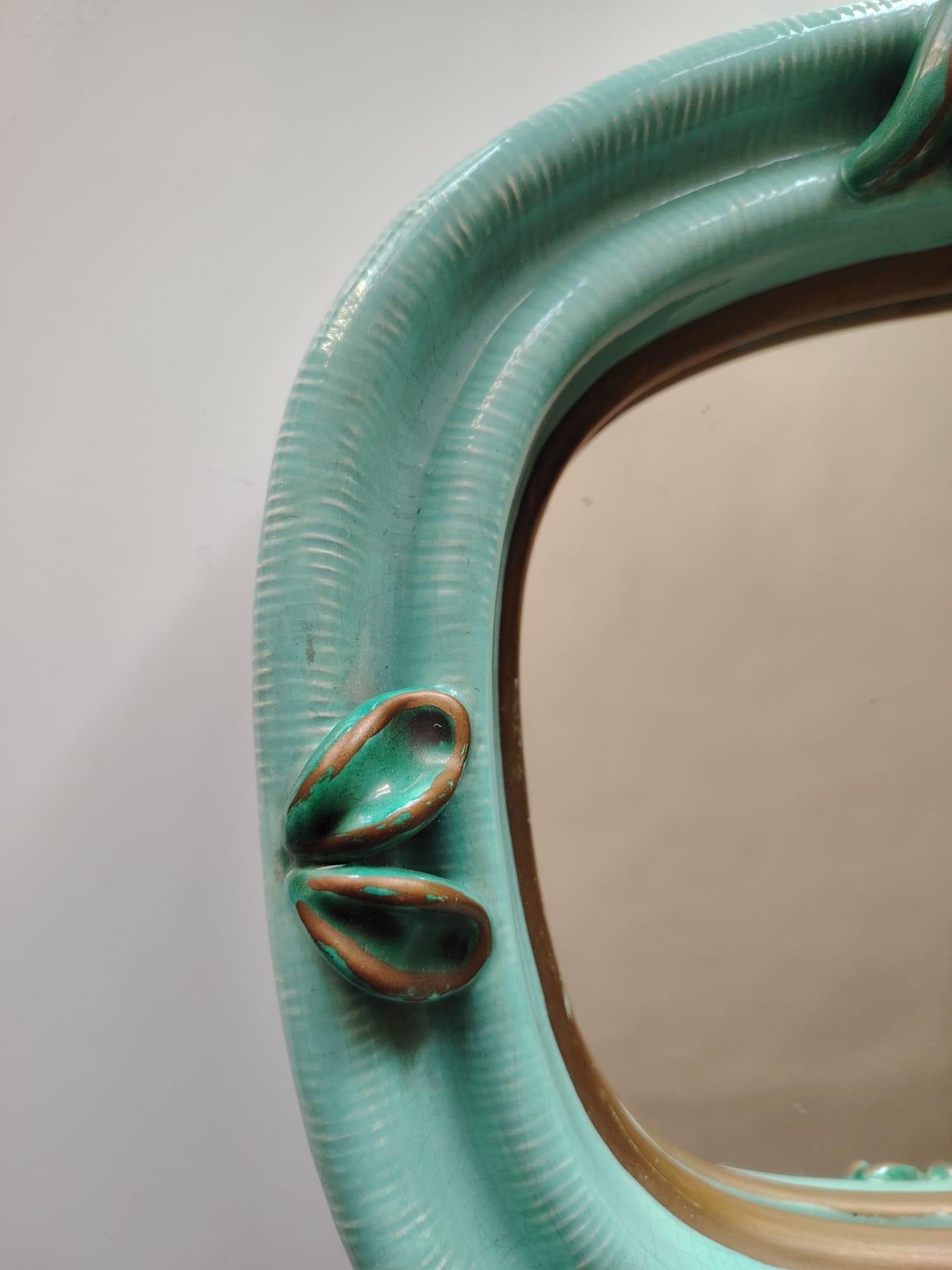 Austrian Art Deco Ceramik Wall Mirror by 