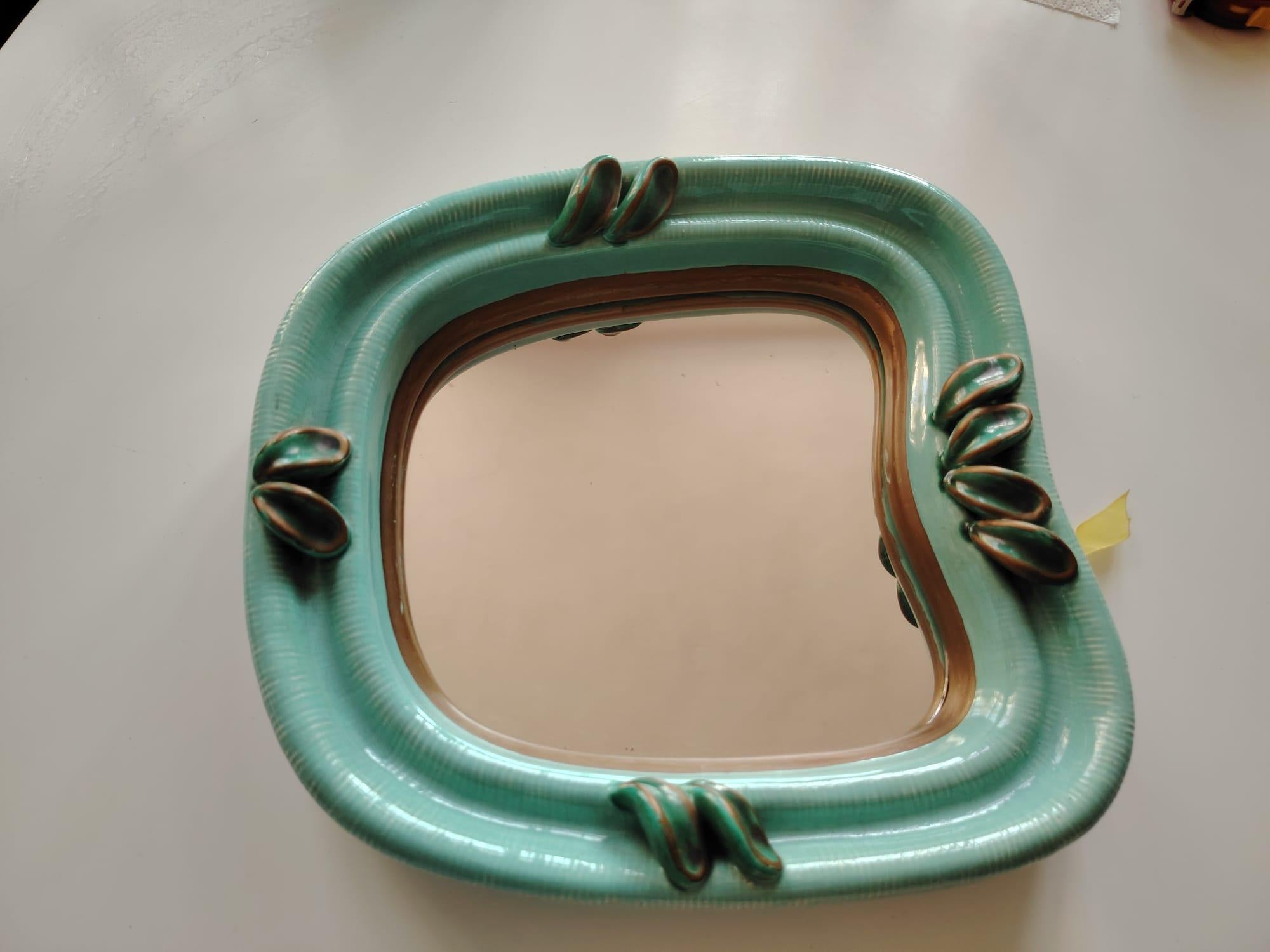 Art Deco Ceramik Wall Mirror by 