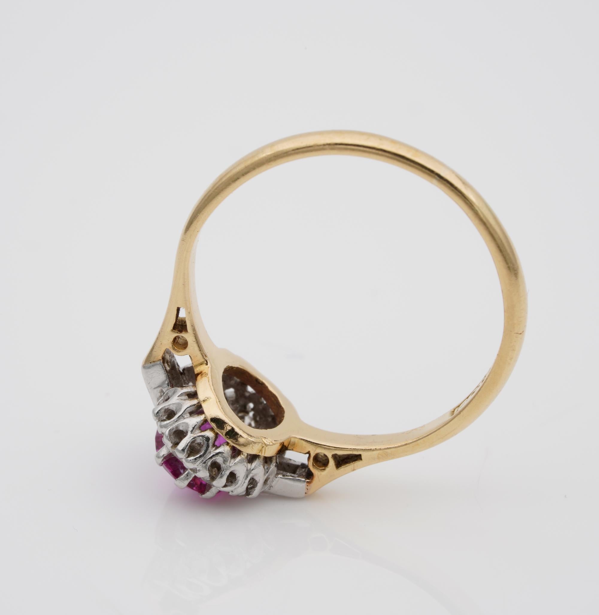 Art Deco Cert. Burma No Heat Pink Sapphire Diamond Ring For Sale 2