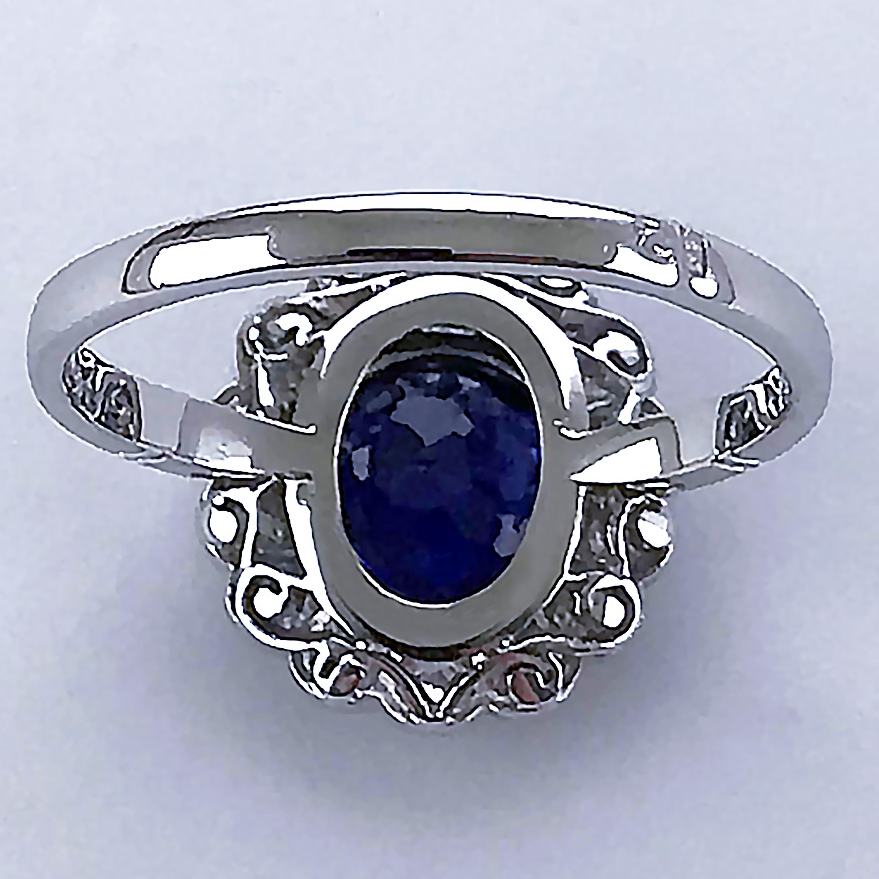 Art Deco Certificated Untreated Burma Blue Sapphire 1.44 Carat Diamond Ring 6