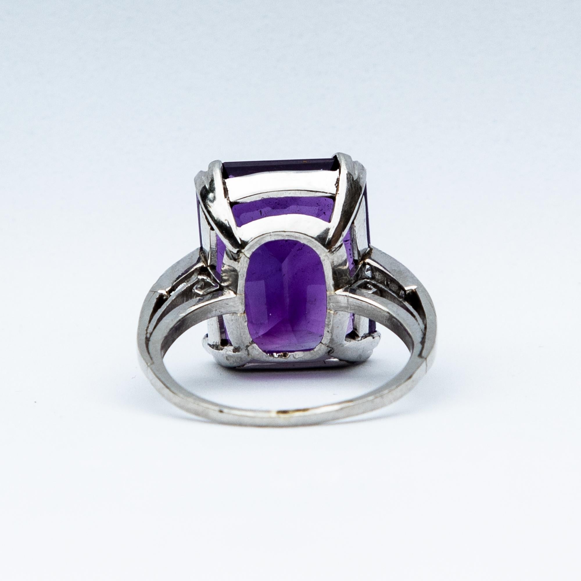 Ring mit zertifiziertem 13,54 Karat sibirischem Amethyst-Diamant im Art déco-Stil Damen im Angebot