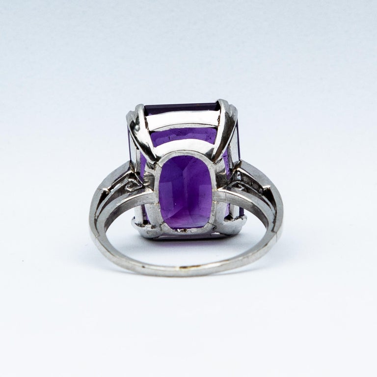 Art Deco Certified 13.54 Carat Siberian Amethyst Diamond Ring For Sale ...