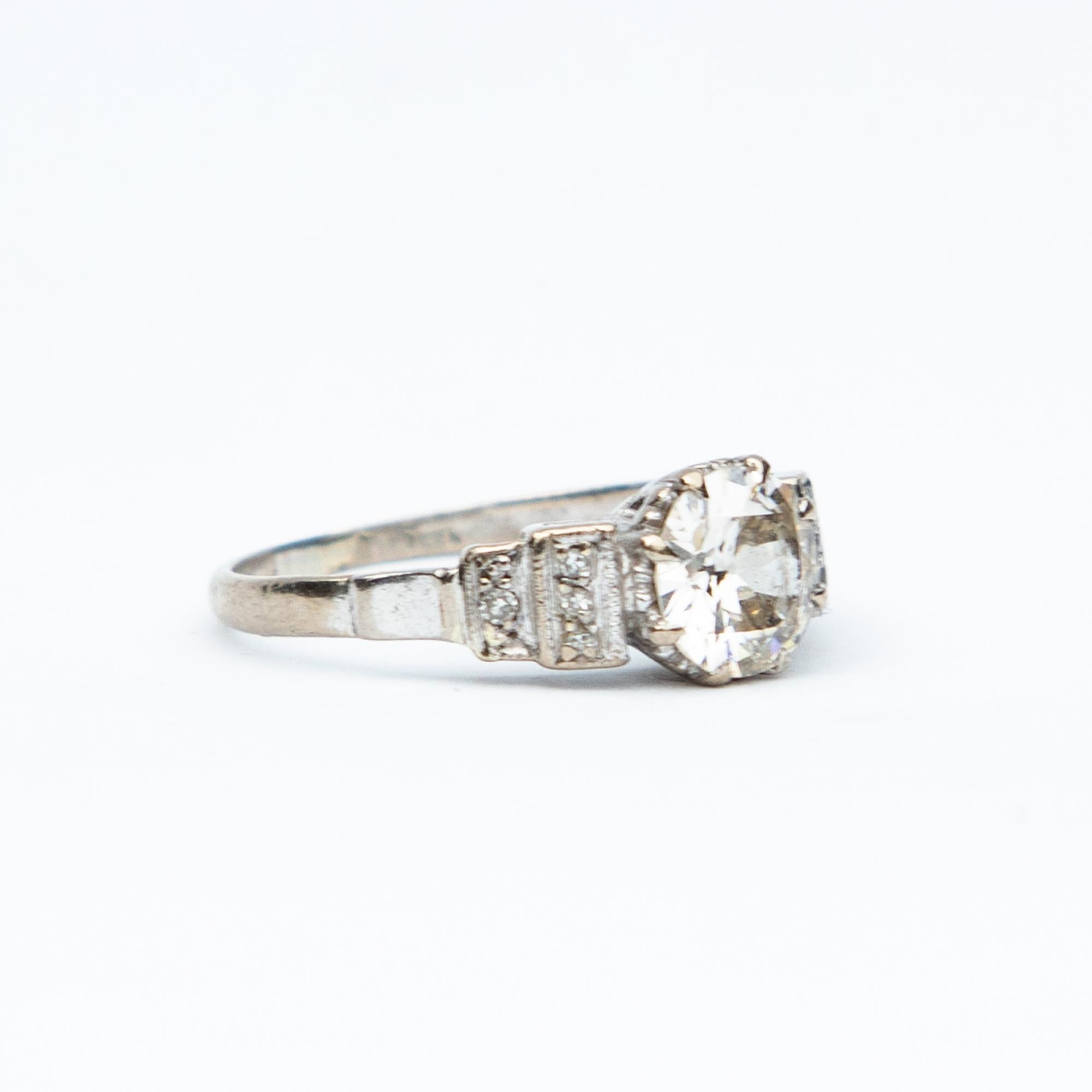 Cushion Cut Art Deco Certified 1.65 Carat Diamond Solitaire Ring