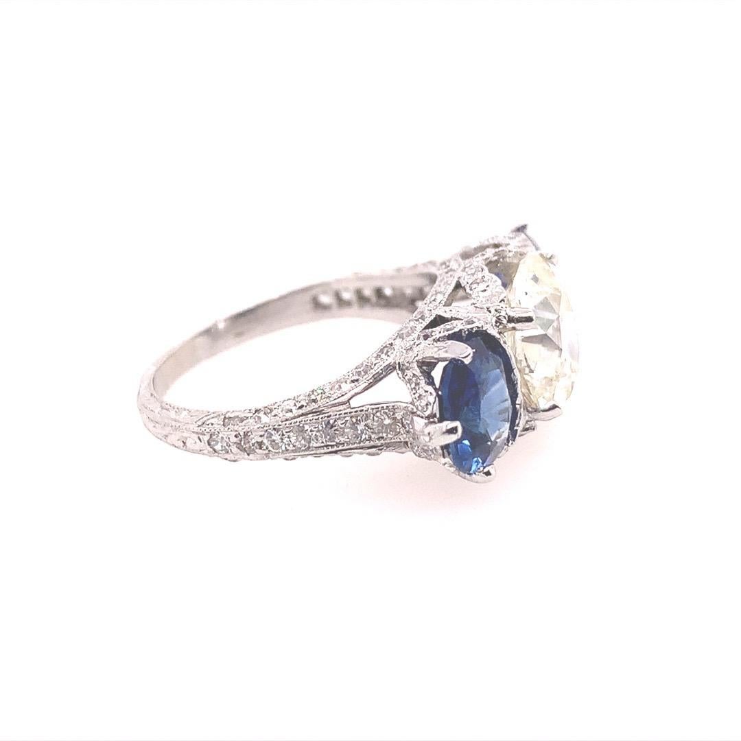 Art Deco Certified 2.48 Carat Natural Old European K VS Diamond Engagement Ring For Sale 8