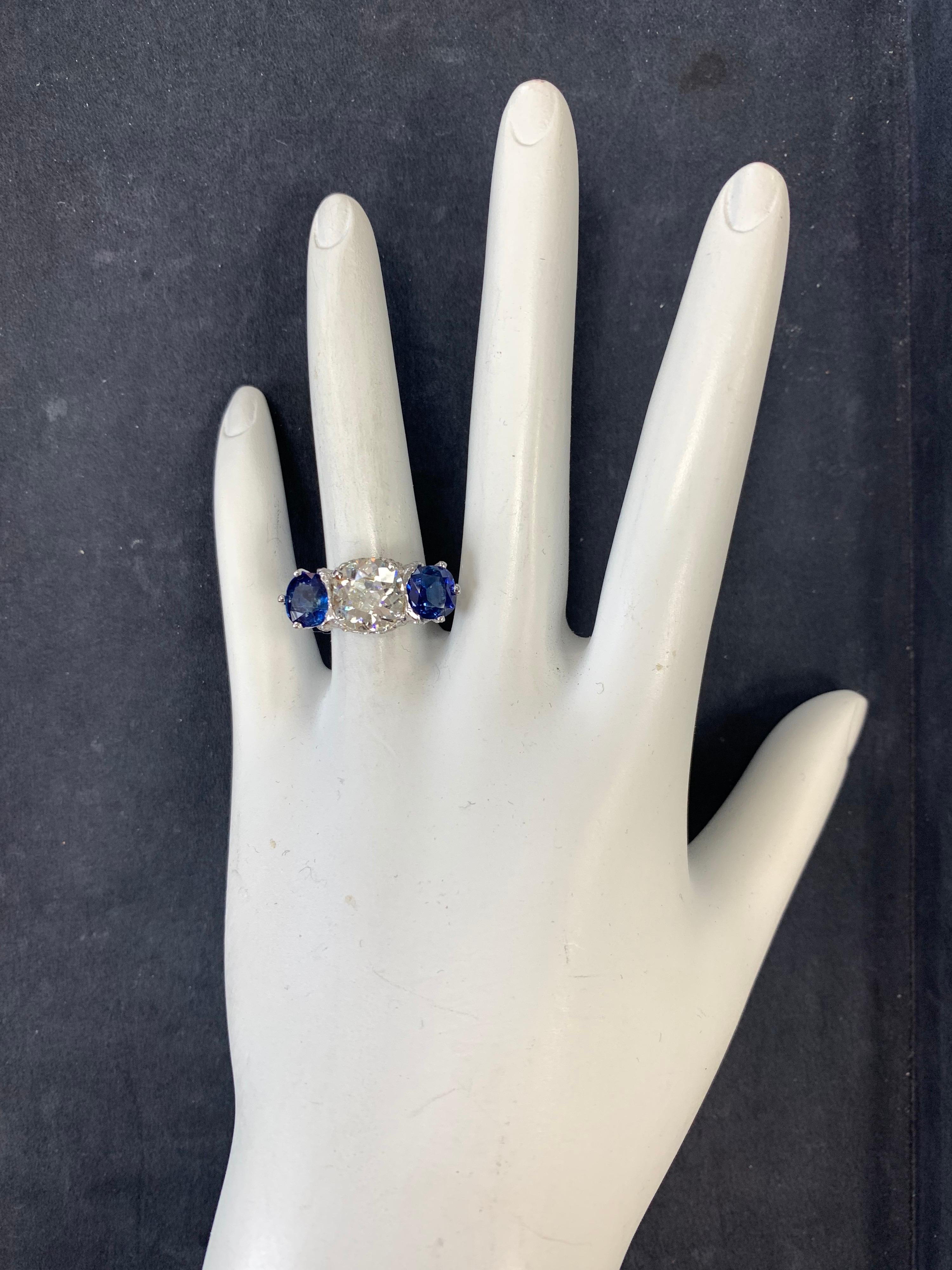 Old European Cut Art Deco Certified 2.48 Carat Natural Old European K VS Diamond Engagement Ring For Sale