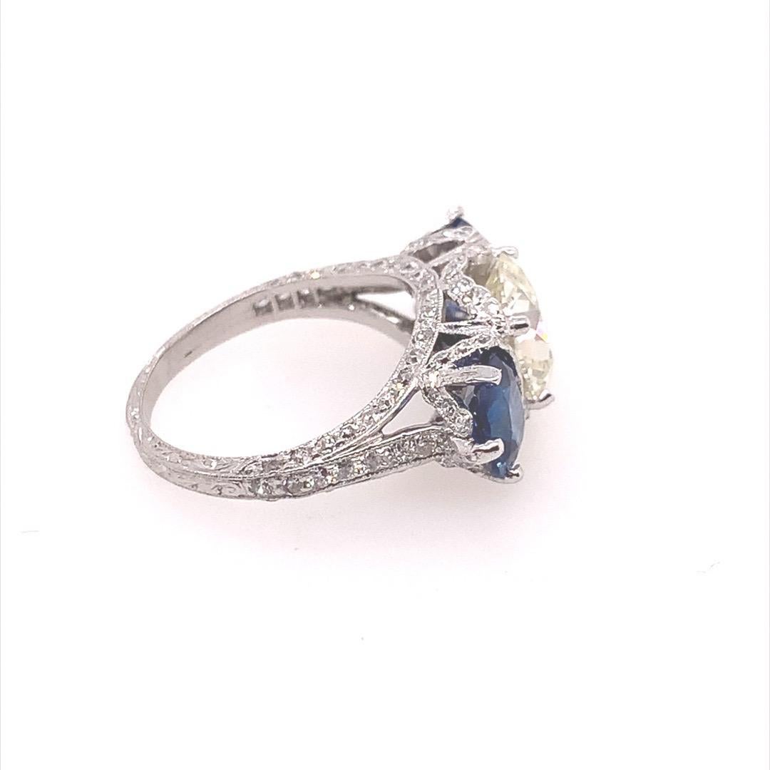 Art Deco Certified 2.48 Carat Natural Old European K VS Diamond Engagement Ring For Sale 1