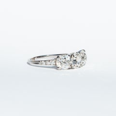 Art Deco Certified 3.15 Carat Tiffany & Co. Diamond Three-Stone Ring