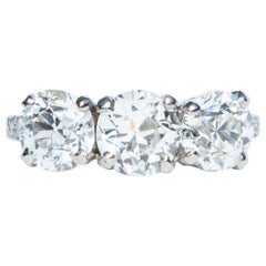 Antique Art Deco Certified 3.15 Carat Tiffany & Co. Diamond Three-Stone Ring