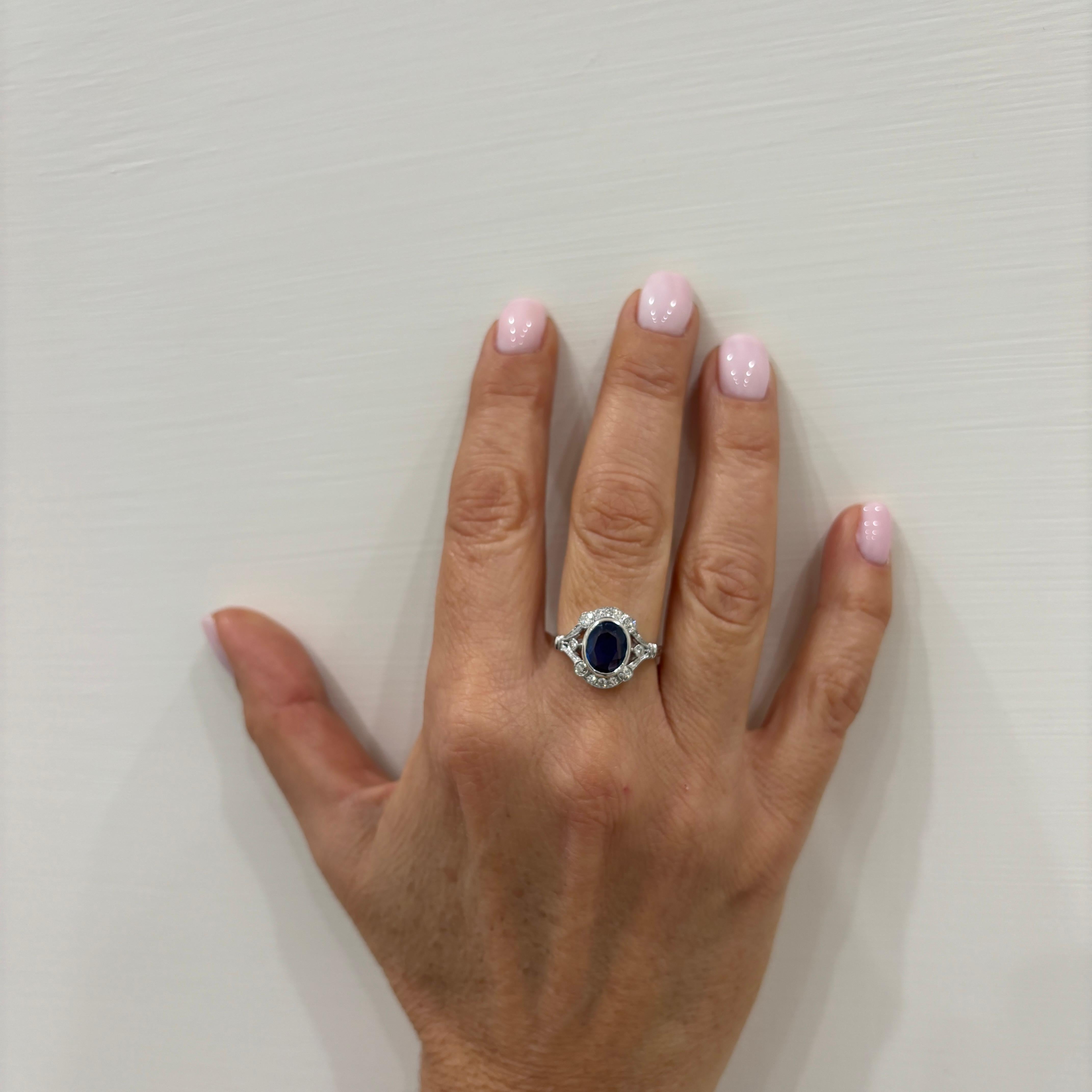 Art Deco Certified Burma Sapphire Diamond Gold Ring For Sale 5