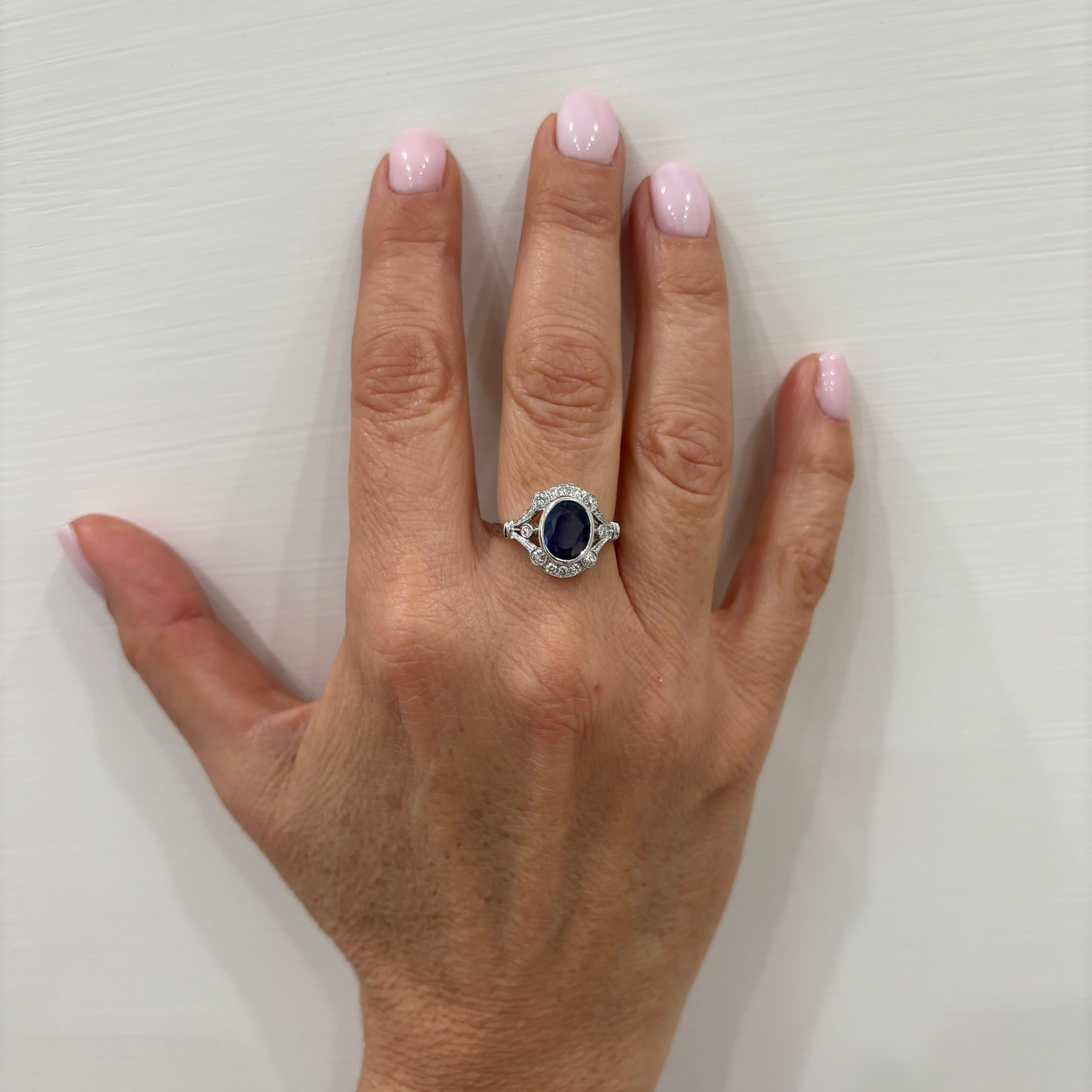 Art Deco Certified Burma Sapphire Diamond Gold Ring For Sale 8