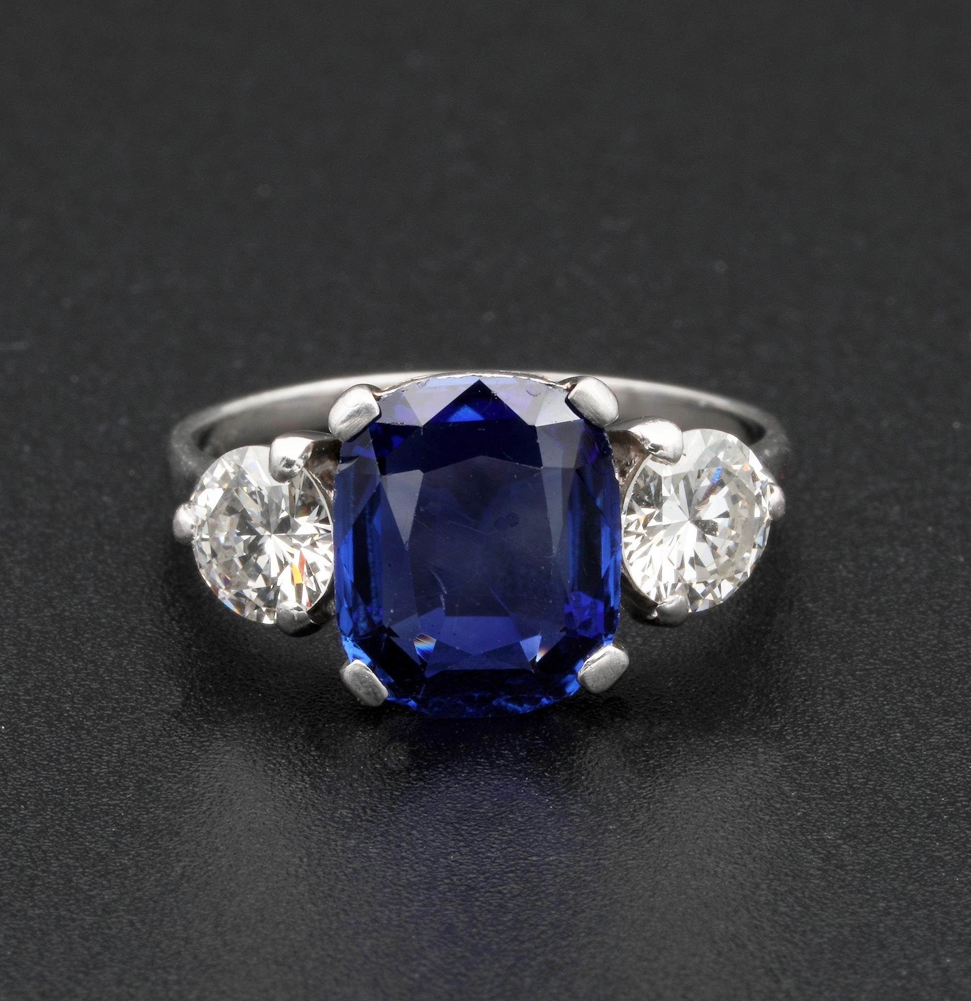 Seal of Love

One of the most desired and ever prized Sapphire is from Burma (Myanmar) – rare, precious, powerful, mysterious, magical. No wonder Royalty used Sapphire to command authority
This absolutely breathtaking trilogy ring, is an authentic