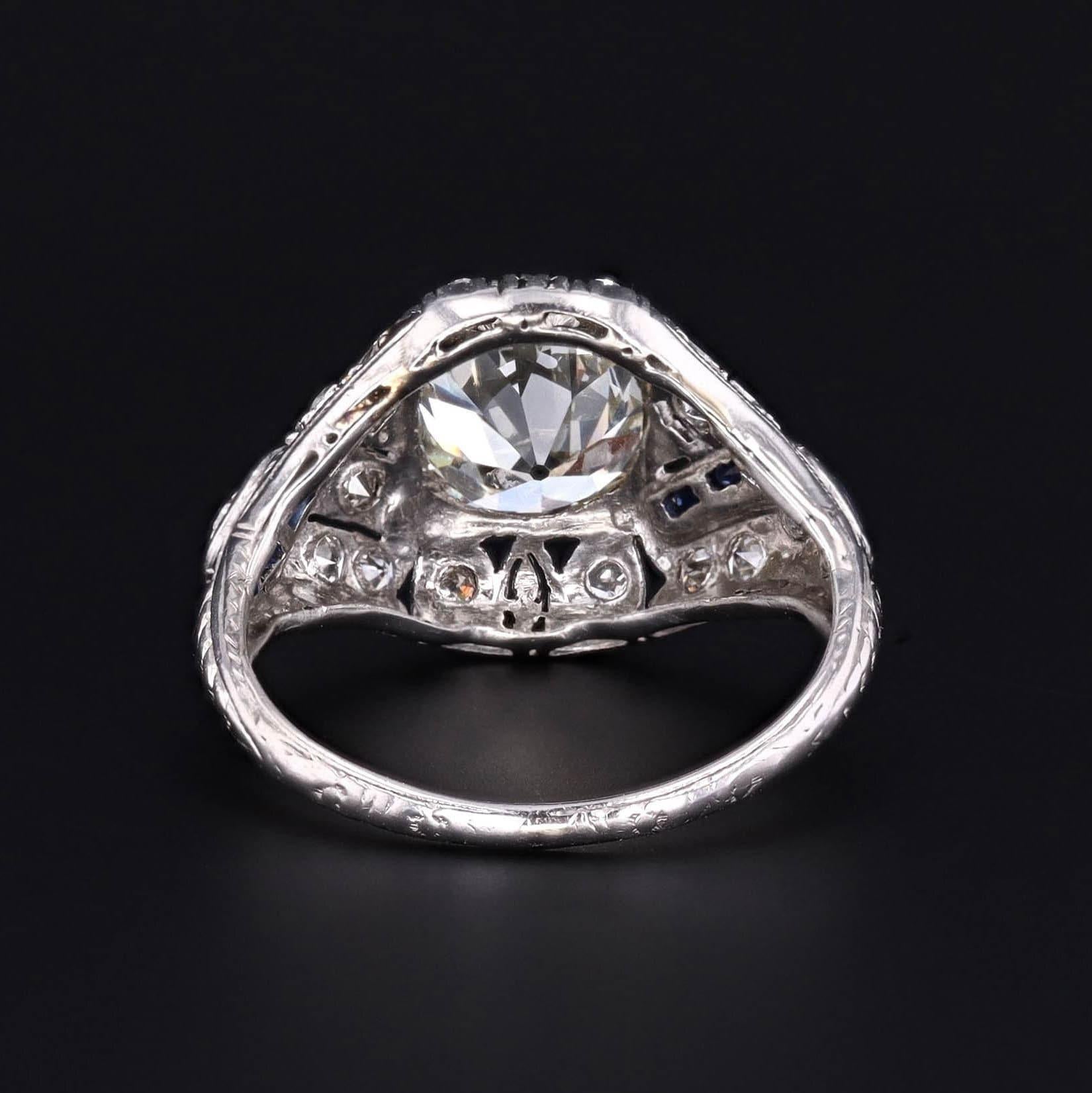 Bague de fiançailles Art déco en platine avec diamant certifié Excellent état - En vente à Lewisburg, PA