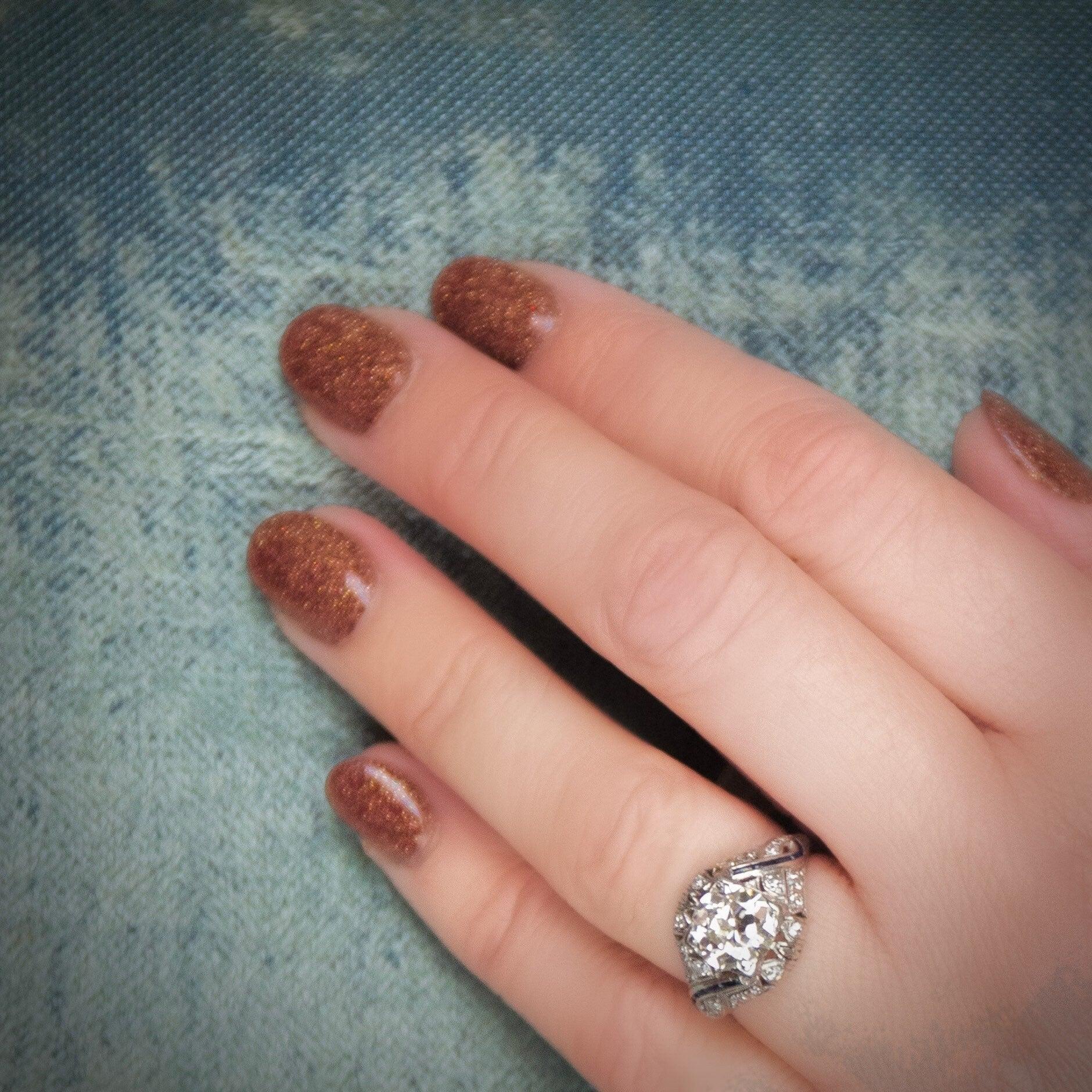 Bague de fiançailles Art déco en platine avec diamant certifié Pour femmes en vente