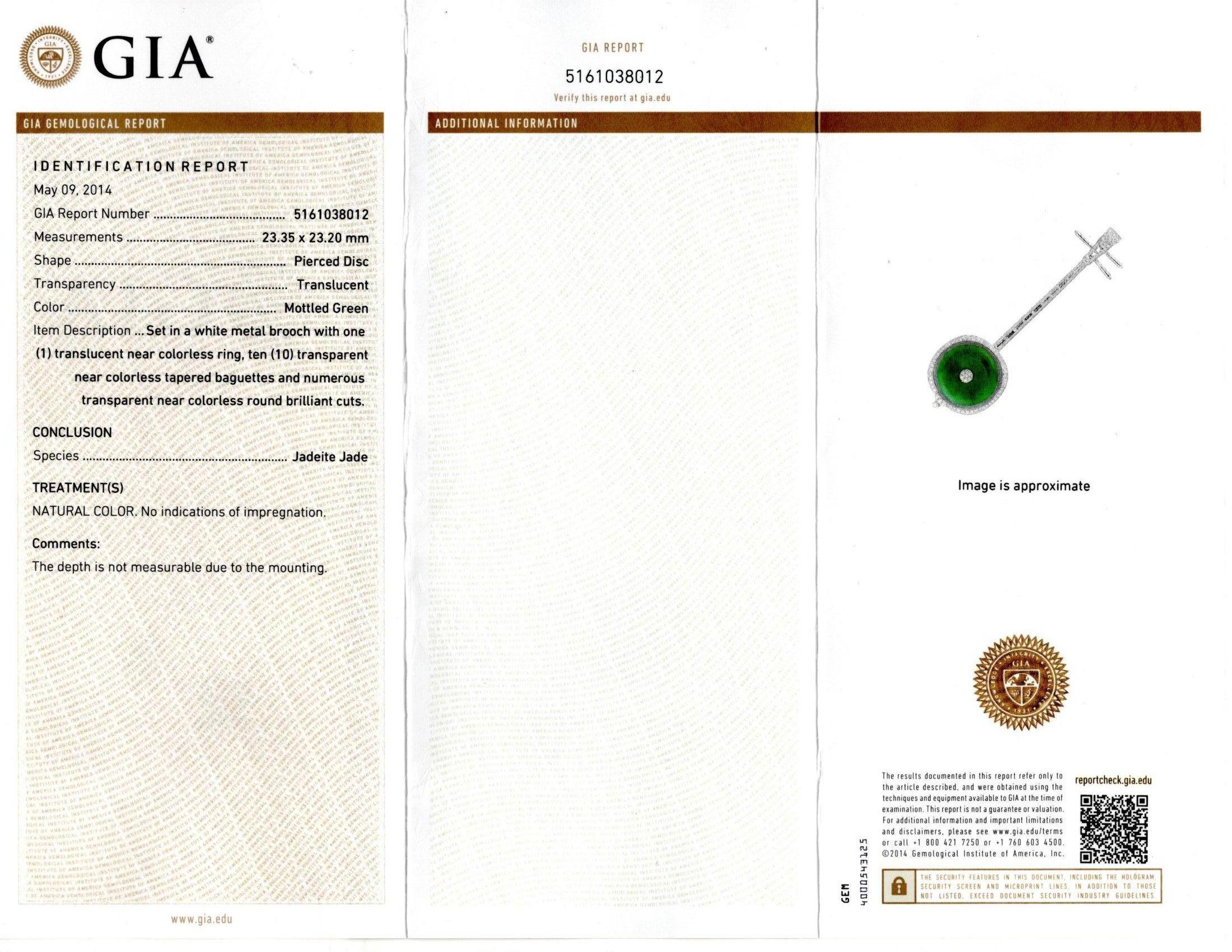 Daruanische Brosche aus zertifizierter Jade und Diamant im Art déco-Stil im Angebot 6