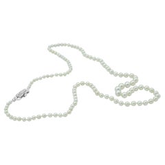 Art Deco Certified Natural Saltwater Pearl & Diamond Platinum Graduated Necklace