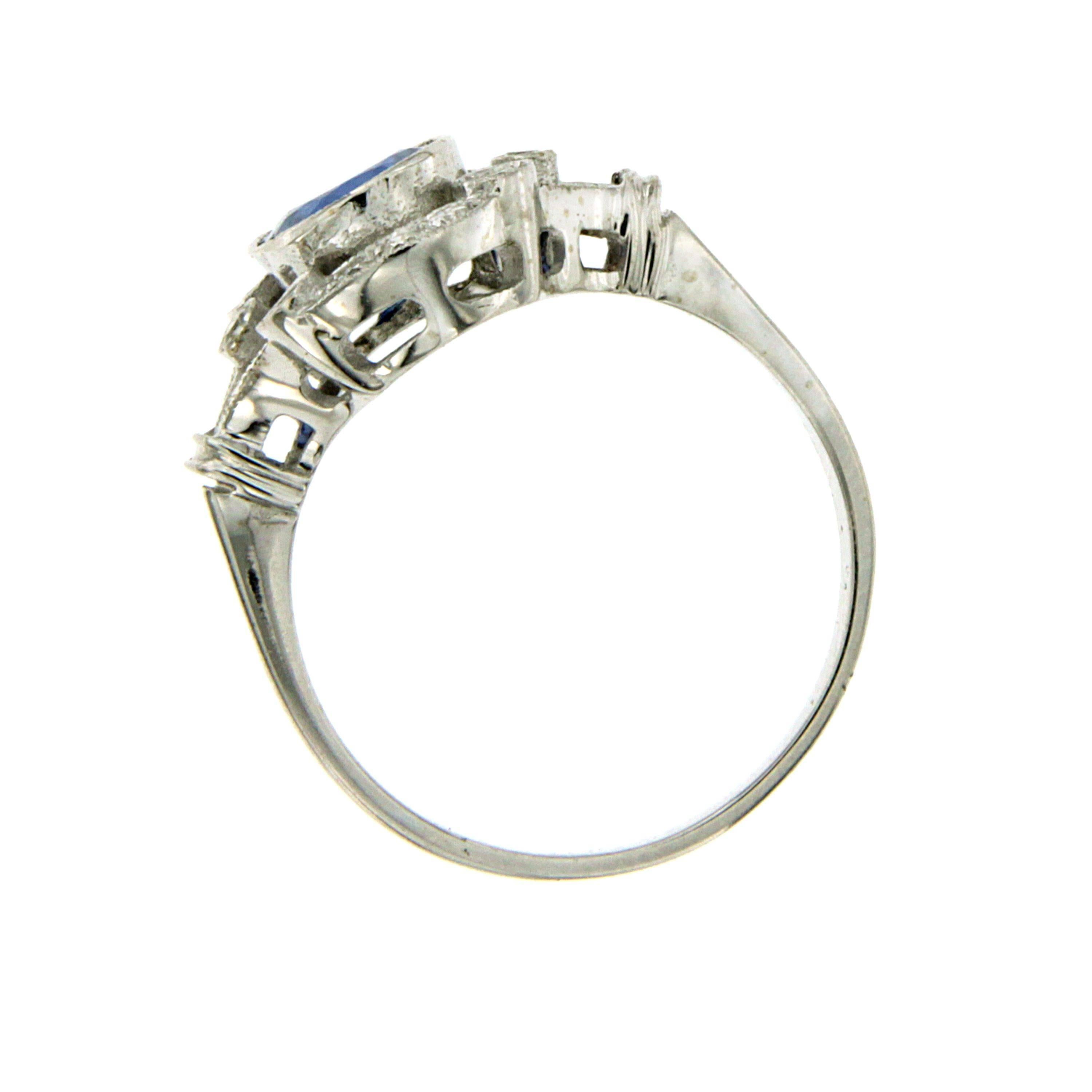 Art Deco Ceylon Sapphire Diamond Gold Ring 1