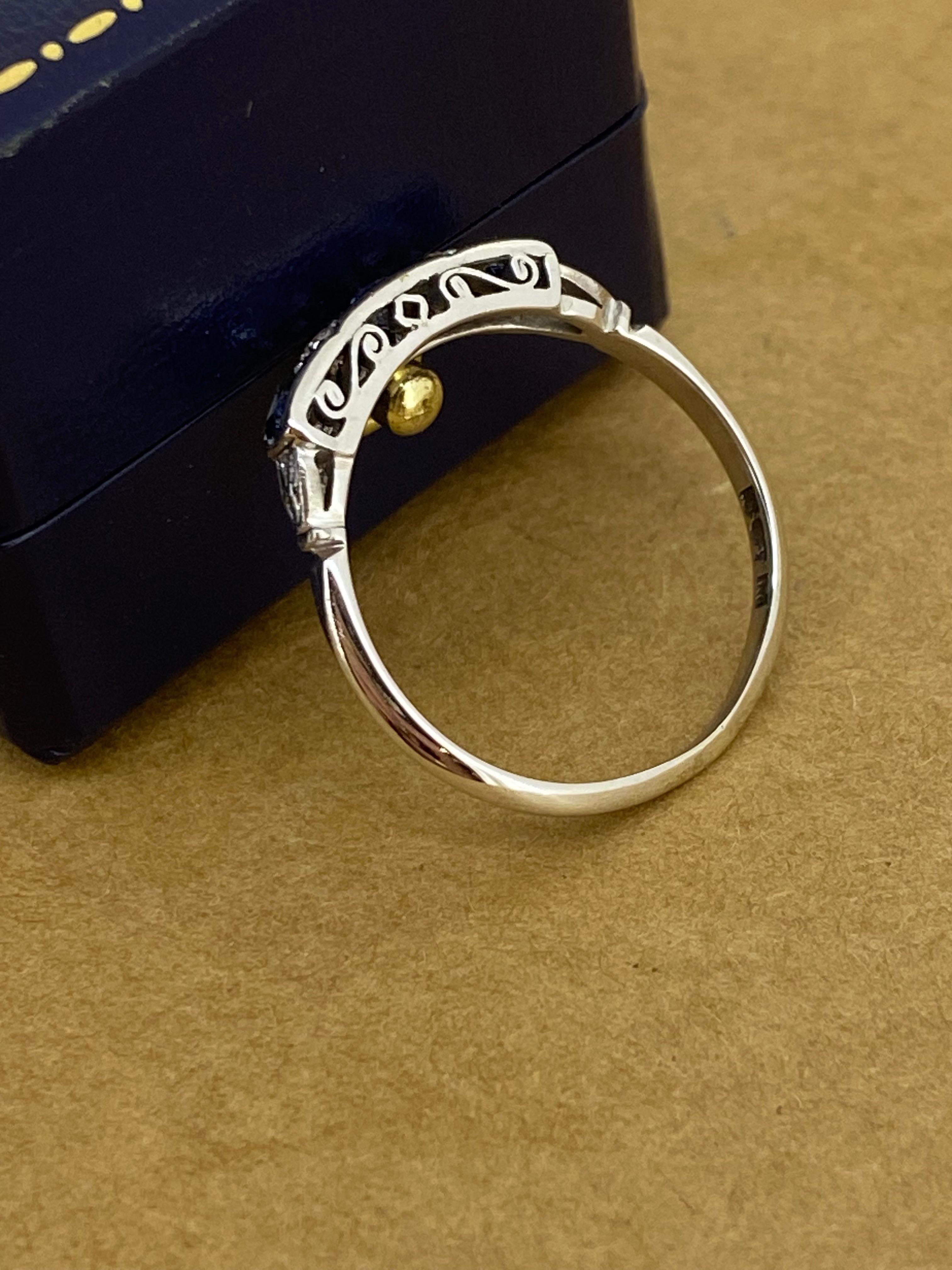 Art-Deco Ceylon Sapphire & Diamond Half Hoop Ring in Platinum & 18K White Gold. 1