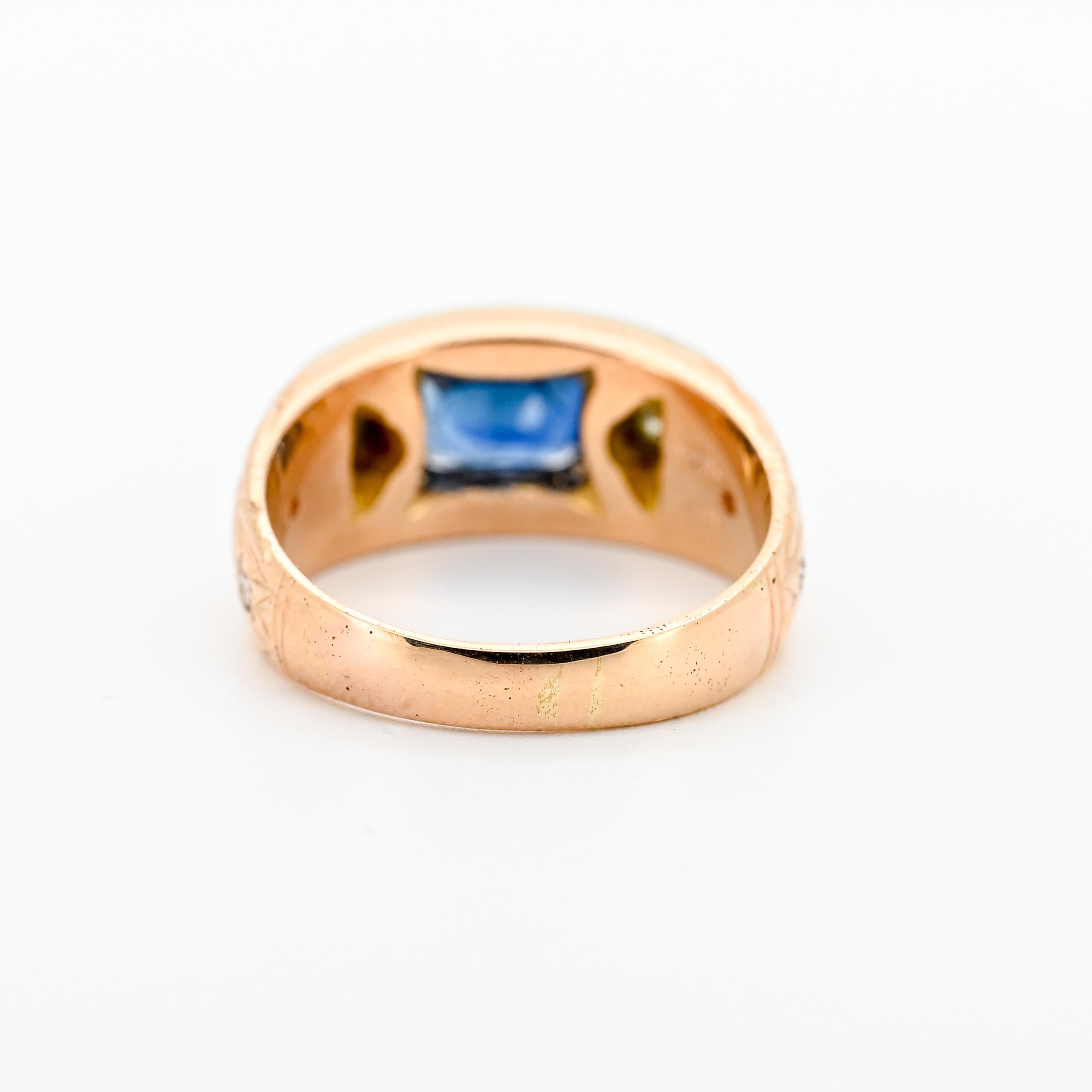 Art Deco Ceylon Saphir & Diamant Ring, 2,04ct Königsblau, 17K/14K Gold, Größe 9 für Damen oder Herren im Angebot