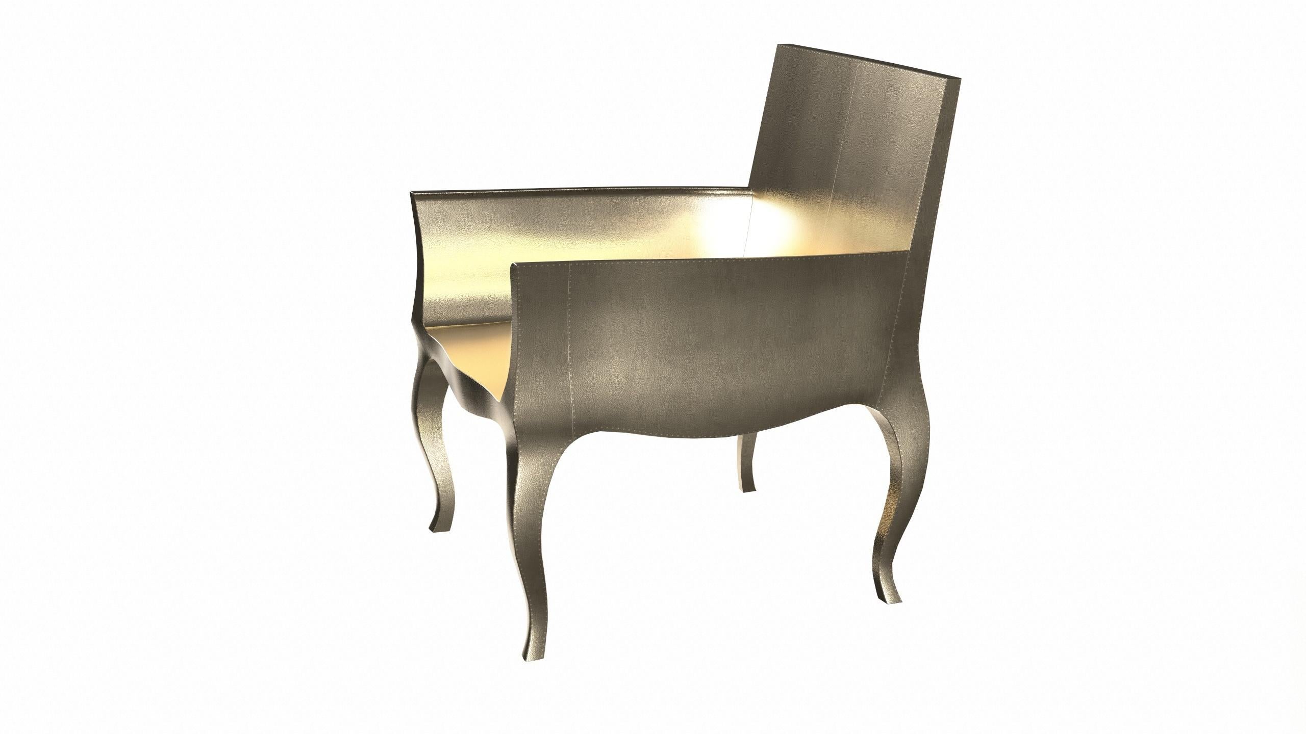 Contemporary Art Deco Chairs Fine Hammered in Brass by Paul Mathieu For Sale