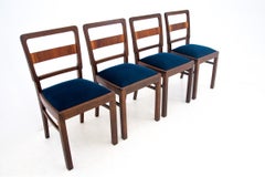 Art Deco Chairs in Navy Blue Color, Poland, 1940s, after Renovation
