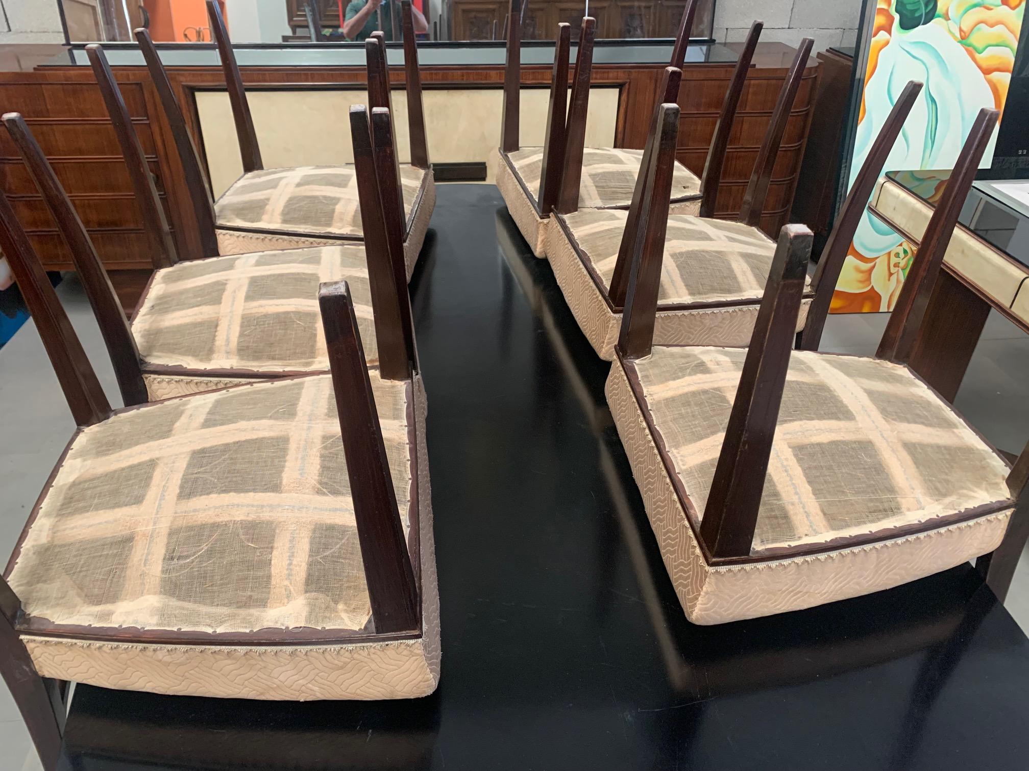 Sedie Art Déco in palissandro, set di 6 pezzi in vendita 9