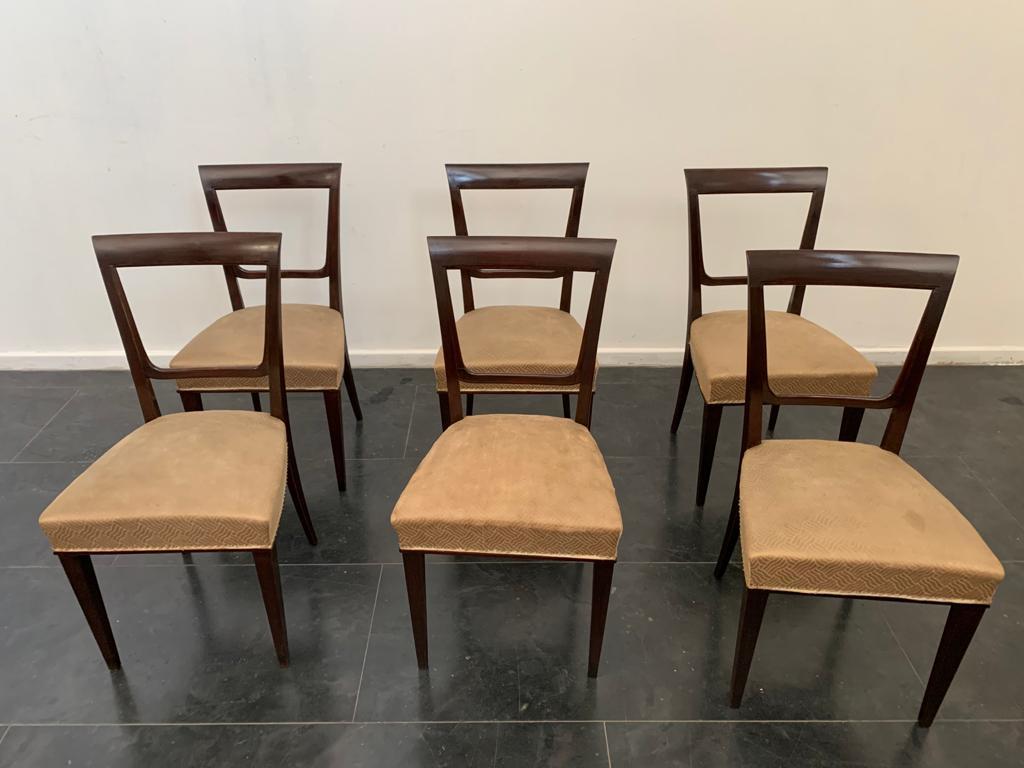 Sedie Art Déco in palissandro, set di 6. 
L'imballaggio con pluriball e scatole di cartone è incluso. Se è necessario un imballaggio in legno (casse o scatole fumigate) per la spedizione negli Stati Uniti e all'estero, è richiesto un costo separato