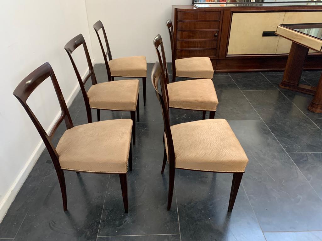 Italiano Sedie Art Déco in palissandro, set di 6 pezzi in vendita