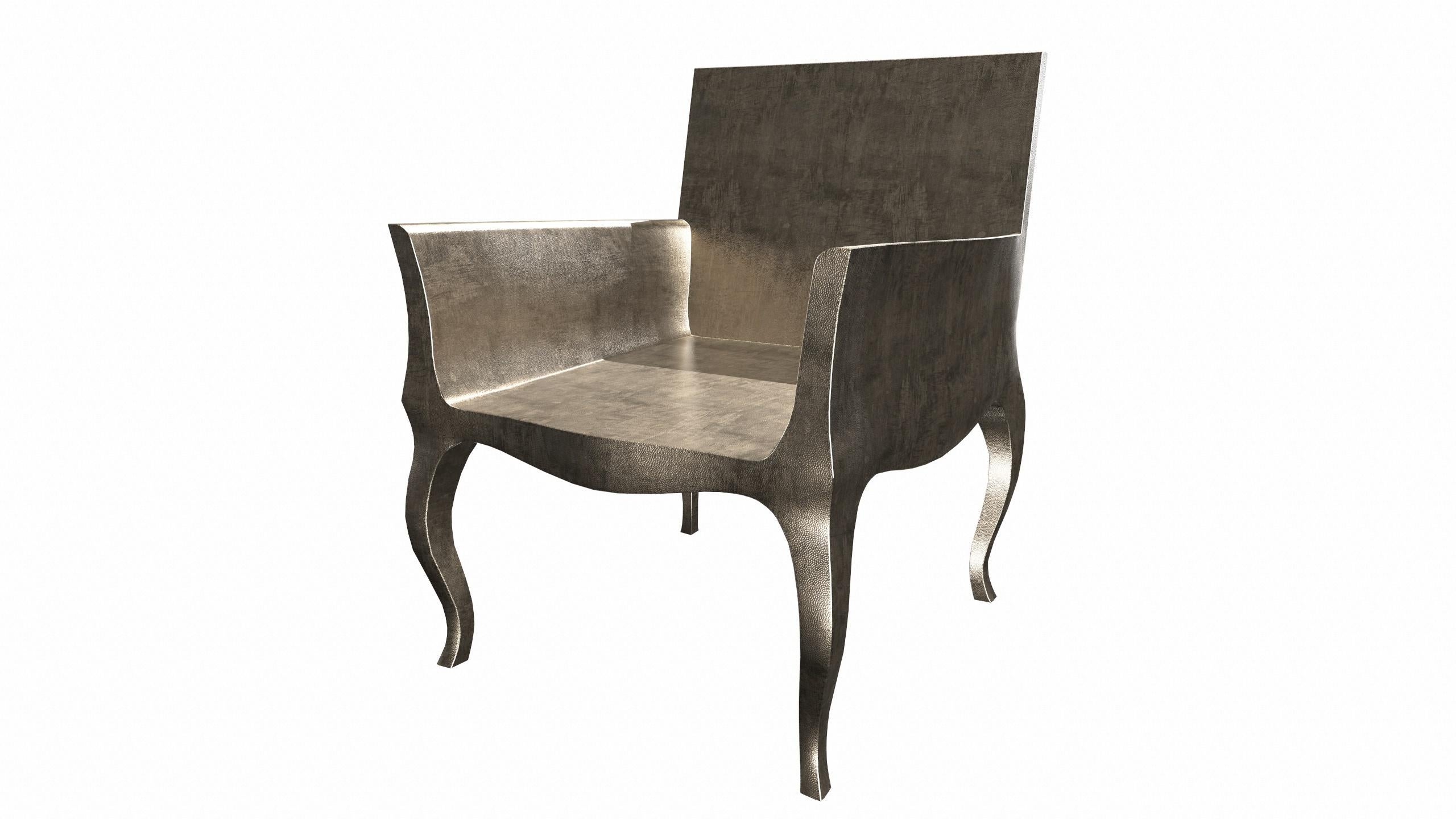 Indiano Sedie Art Déco Mid Hammered in Bronzo Antico Bianco di Paul Mathieu in vendita