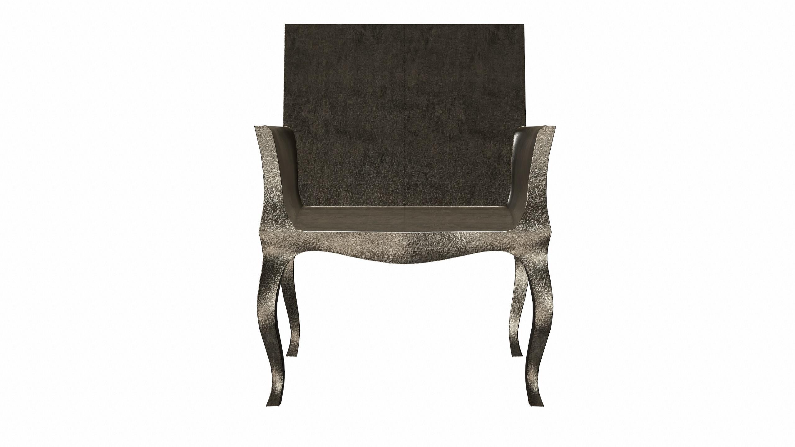 Intagliato a mano Sedie Art Déco Mid Hammered in Bronzo Antico Bianco di Paul Mathieu in vendita