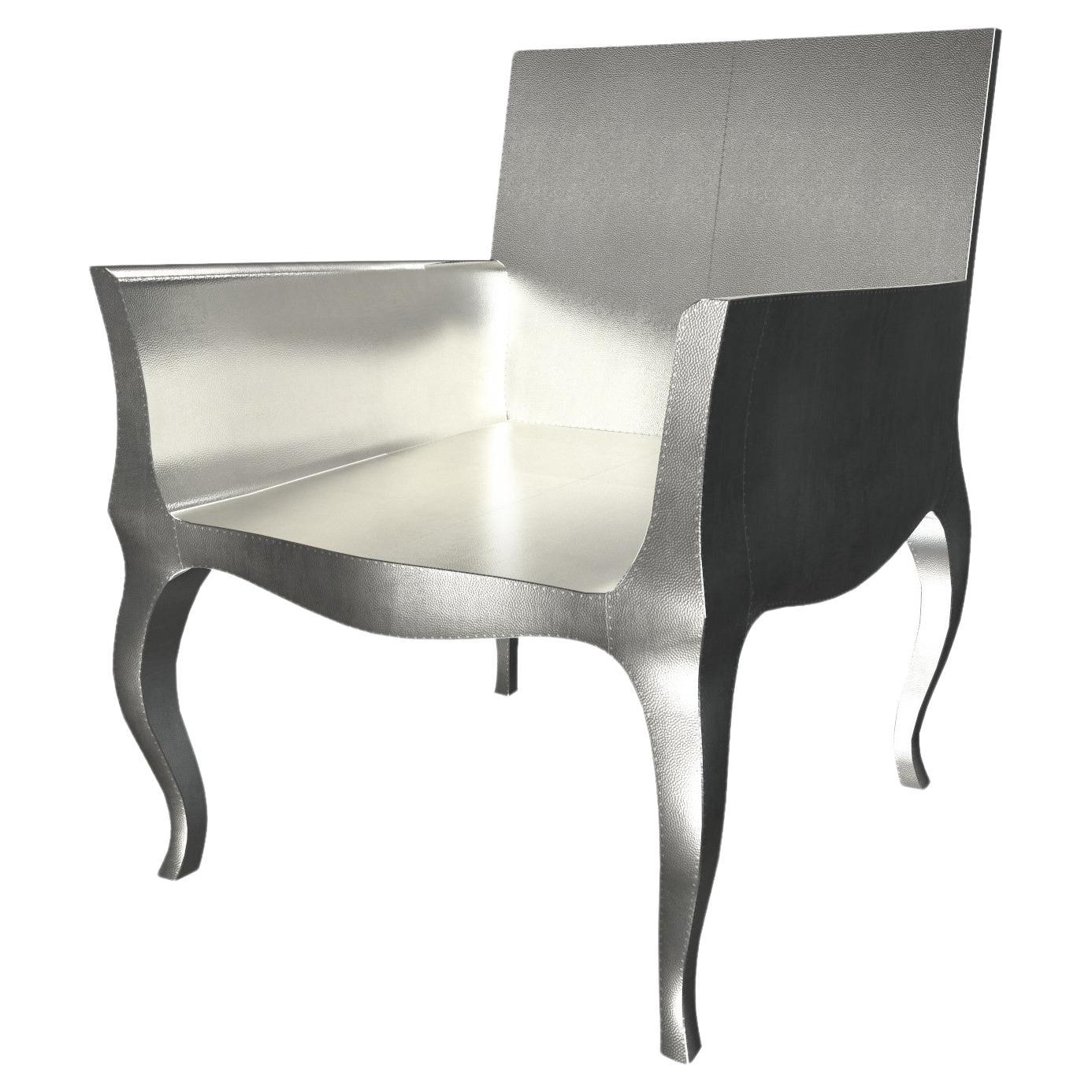 Art Deco Chairs Mid Hammered in White Bronze by Paul Mathieu