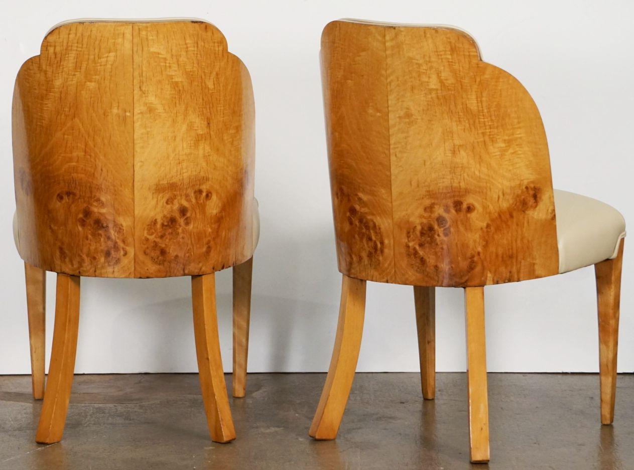 Art Deco Chairs of Burled Walnut and Leather Attributed to Harry and Lou Epstein For Sale 12