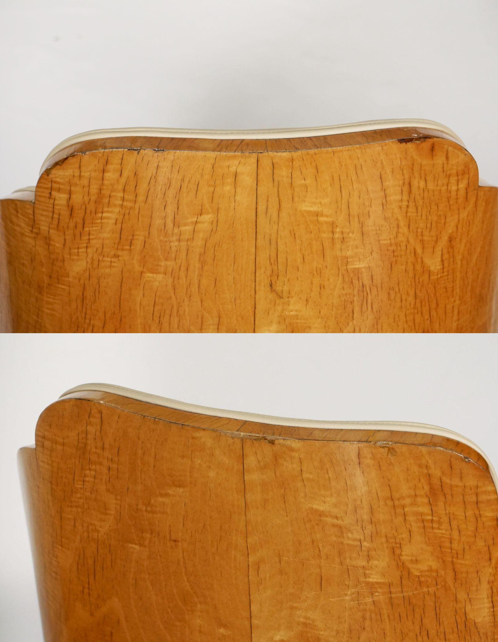 Sedie Art Deco in noce sbavato e pelle attribuite a Harry e Lou Epstein in vendita 12