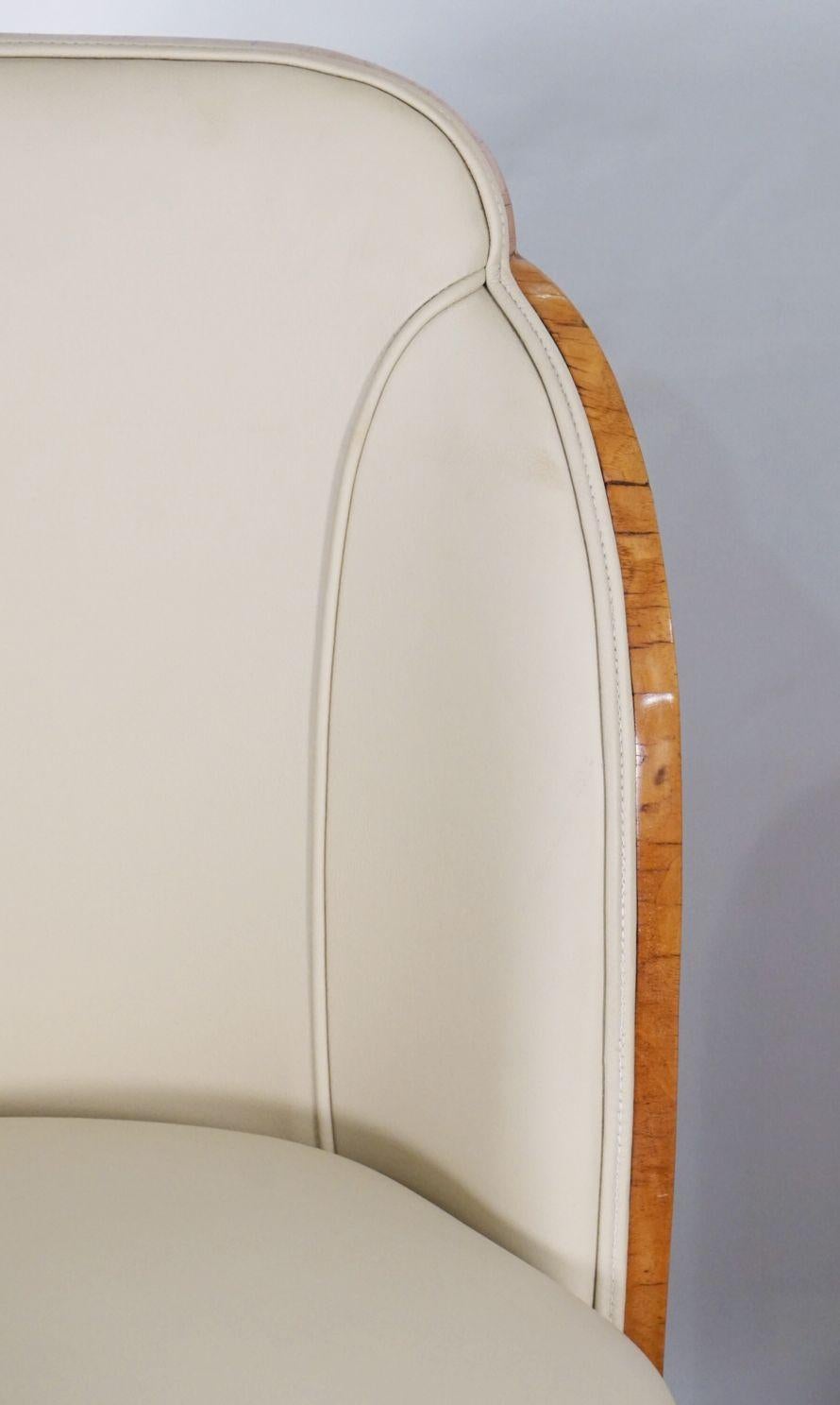 Art Deco Chairs of Burled Walnut and Leather Attributed to Harry and Lou Epstein For Sale 1