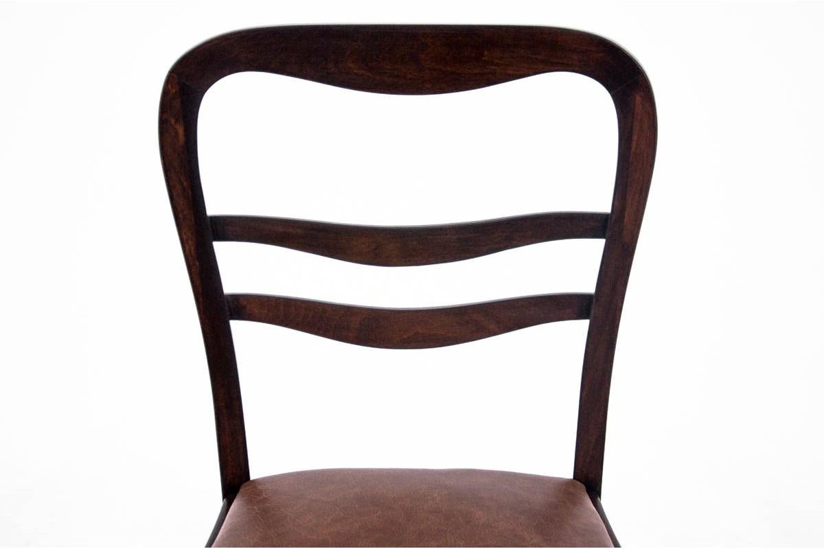 Cuir Chaises Art Déco, Pologne, années 1950, ensemble de 6 en vente