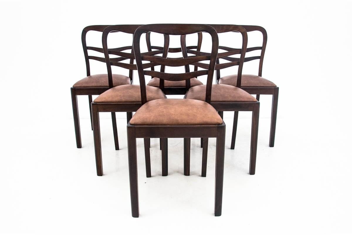 Art Deco Chairs, Poland, 1950s, Set of 6 For Sale 3