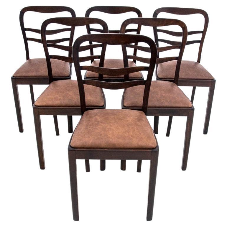 Art Deco Chairs, Poland, 1950s, Set of 6 For Sale