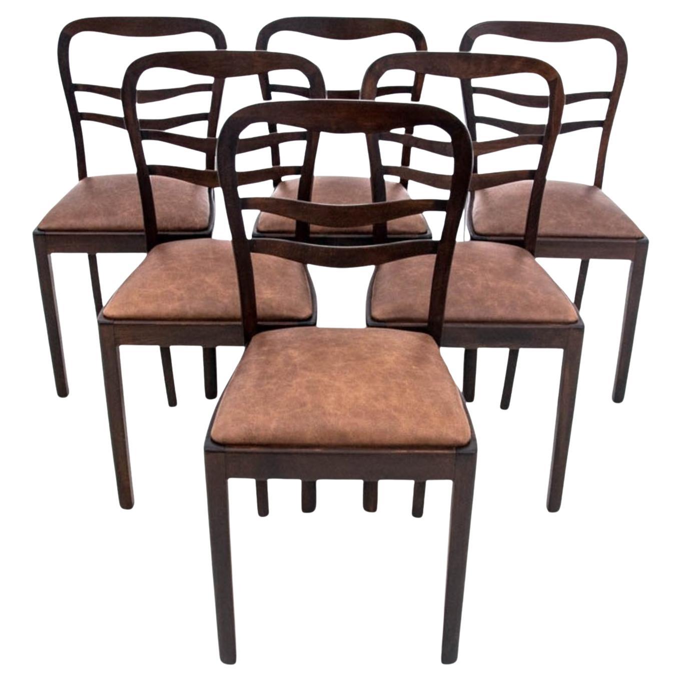 Chaises Art Déco, Pologne, années 1950, ensemble de 6 en vente