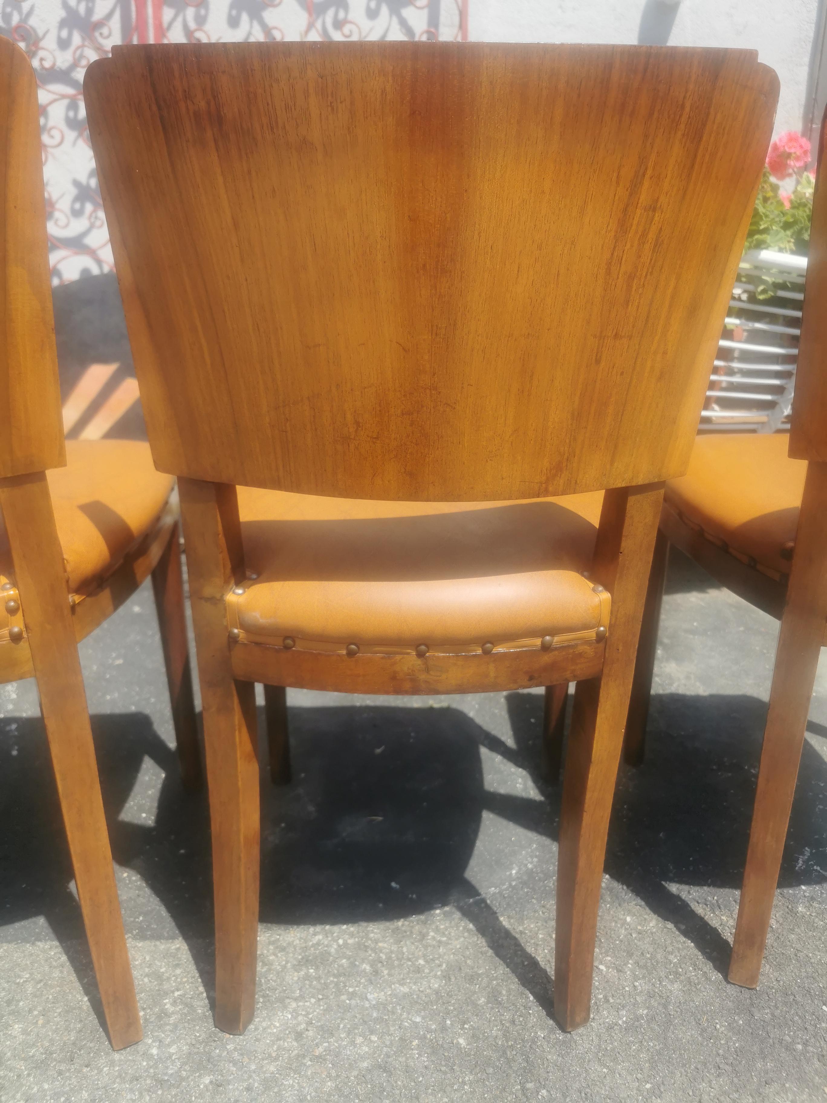 Art Deco Chairs Set 4, Burl Wood circa 1930 Italy 8