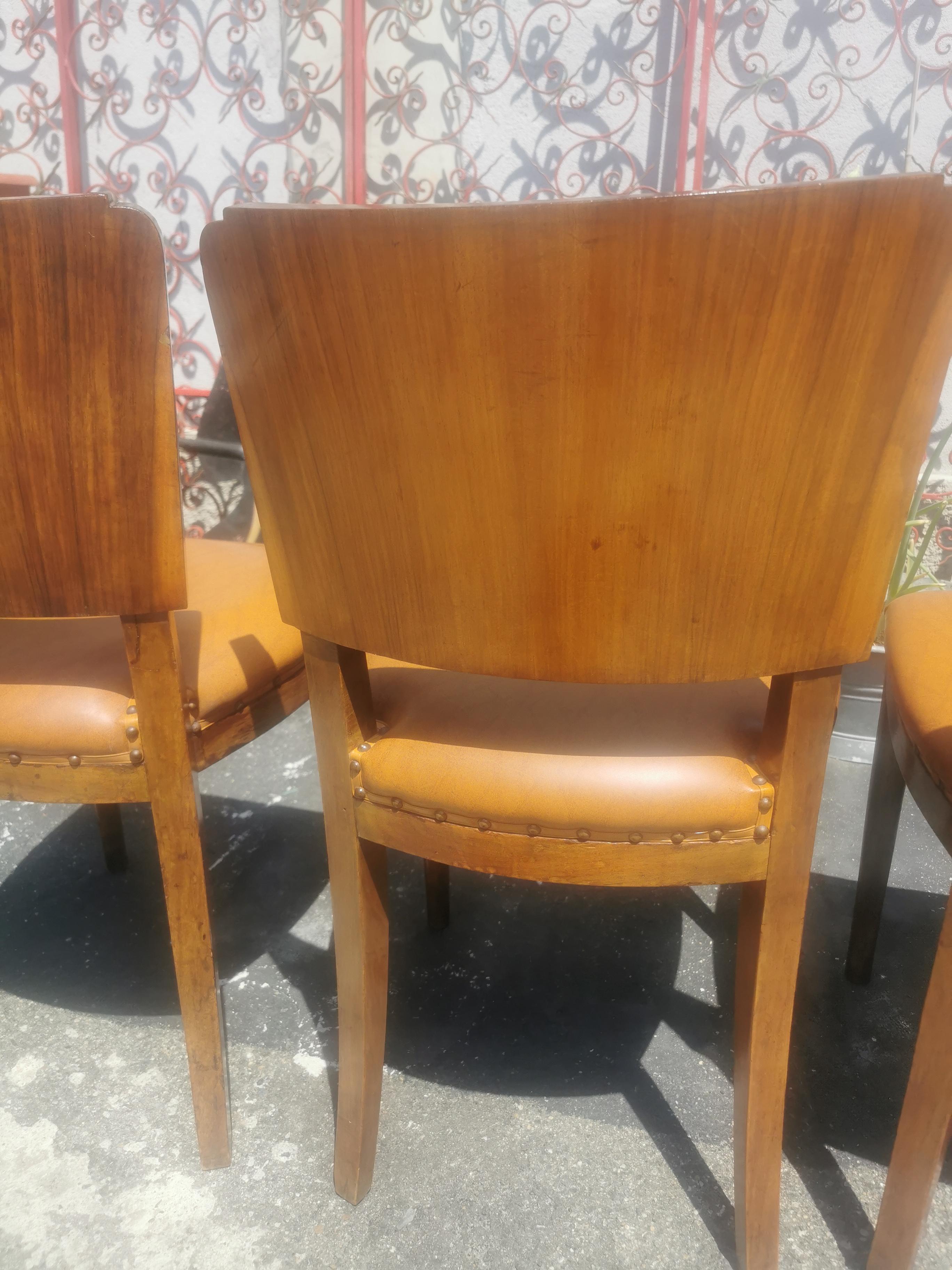 Art Deco Chairs Set 4, Burl Wood circa 1930 Italy 9