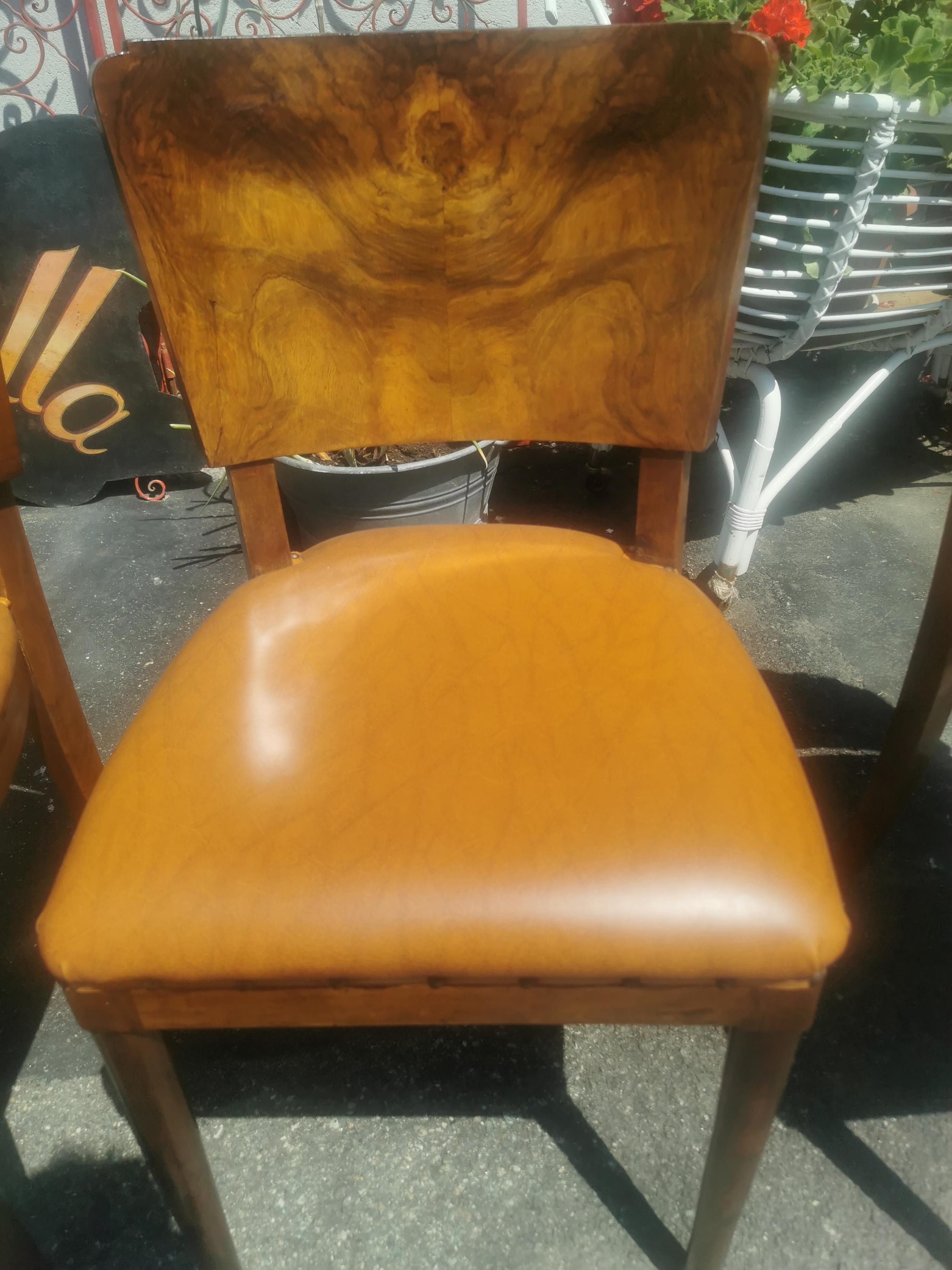 Art Deco Chairs Set 4, Burl Wood circa 1930 Italy 1