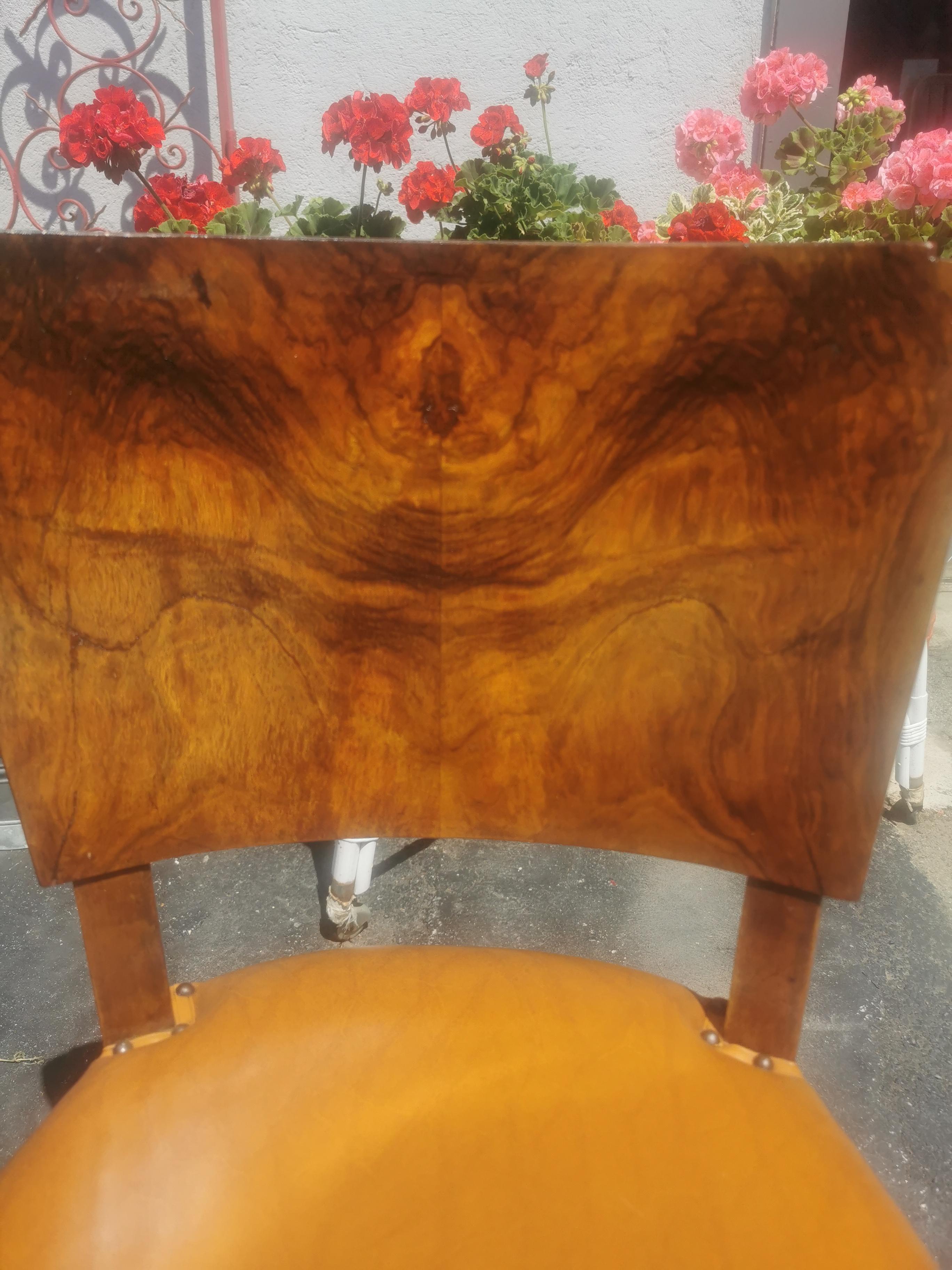 Art Deco Chairs Set 4, Burl Wood circa 1930 Italy 3