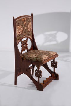 Art Deco Chairs Wood and Floral Fabric