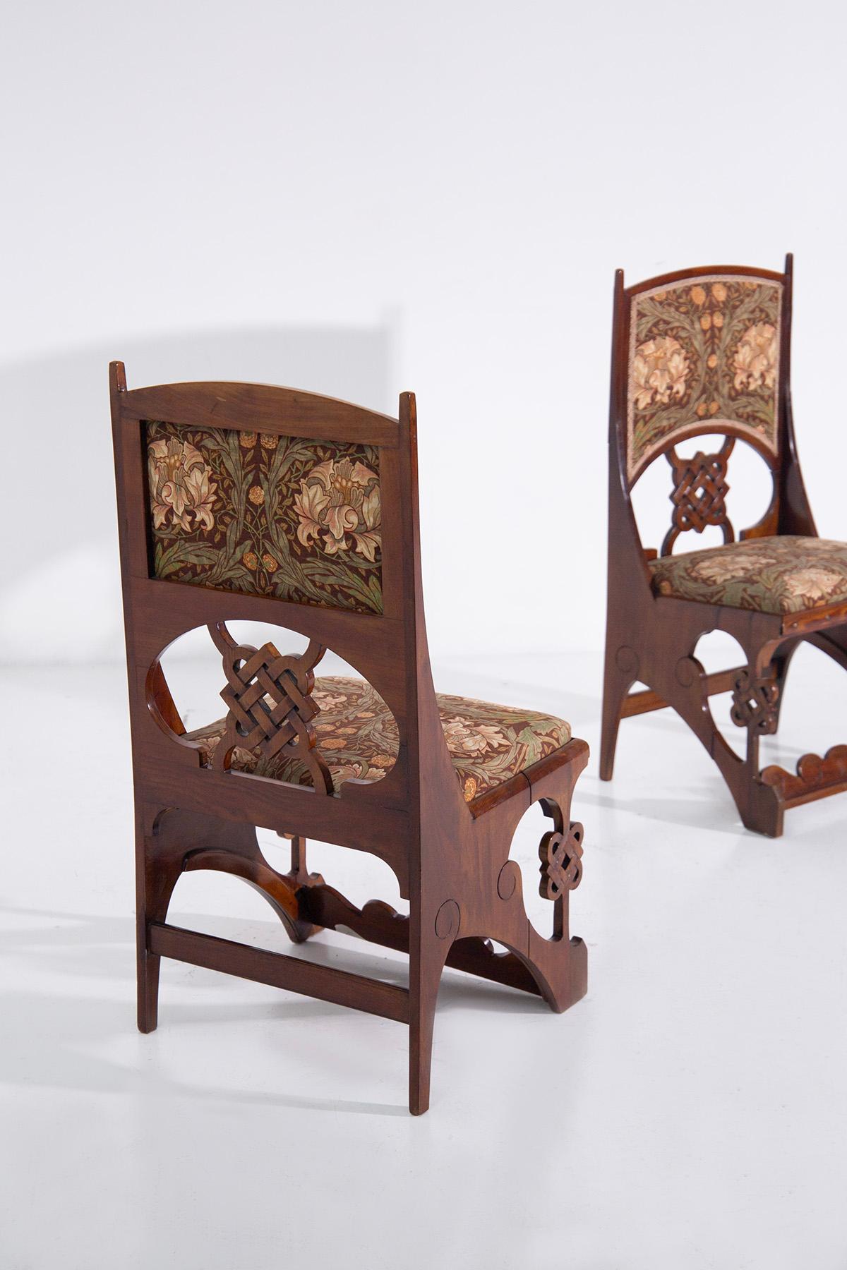 Chaises Art Déco Bois et tissu floral Bon état - En vente à Milano, IT