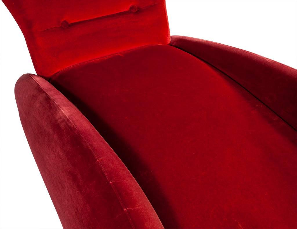 Fabric Modern Red Art Deco Chaise Longue