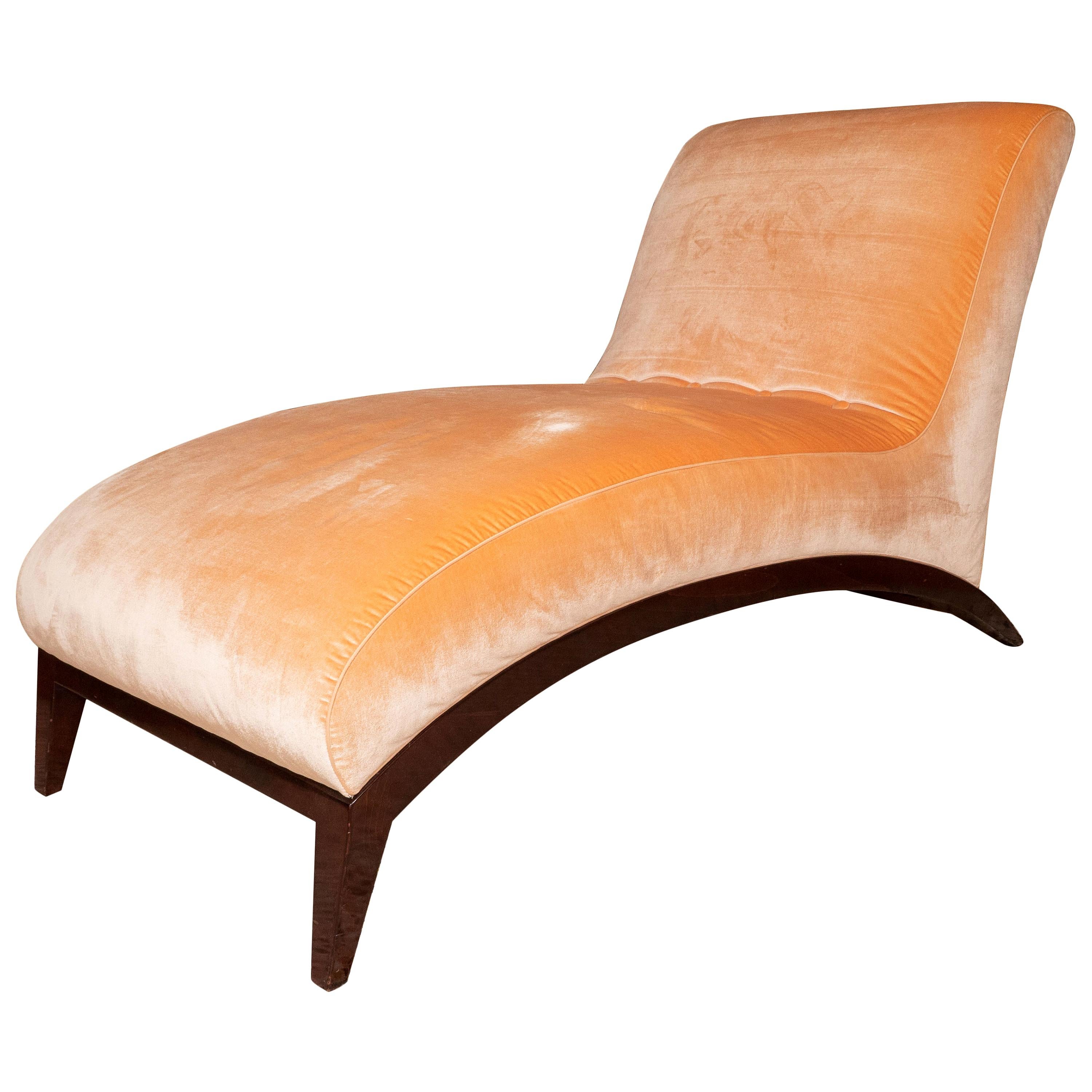 Art Deco Chaise Lounge in Pink Mohair