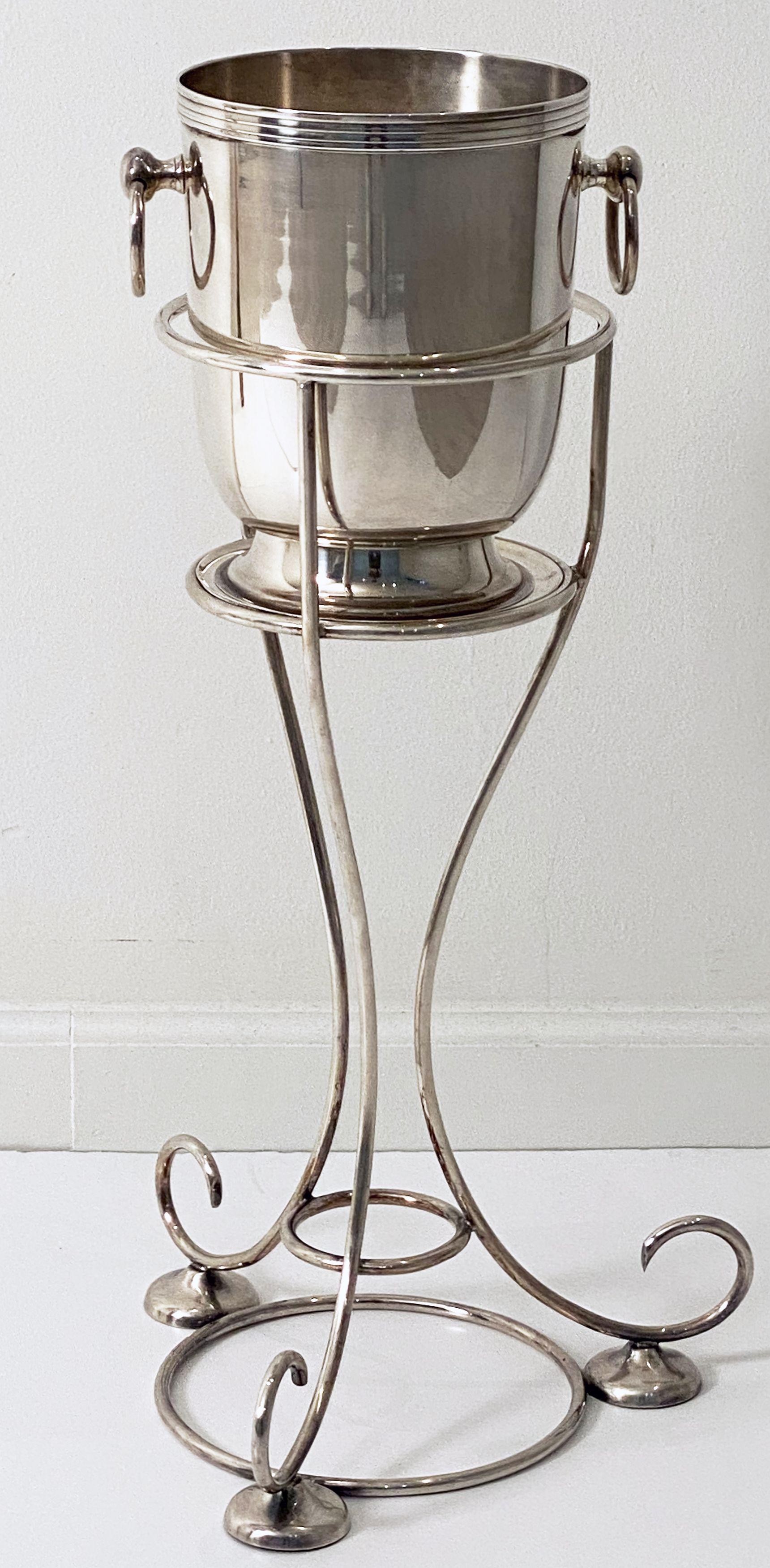 Art Deco Champagne Bucket or Wine Cooler on Frame Stand by Yeoman of England 9