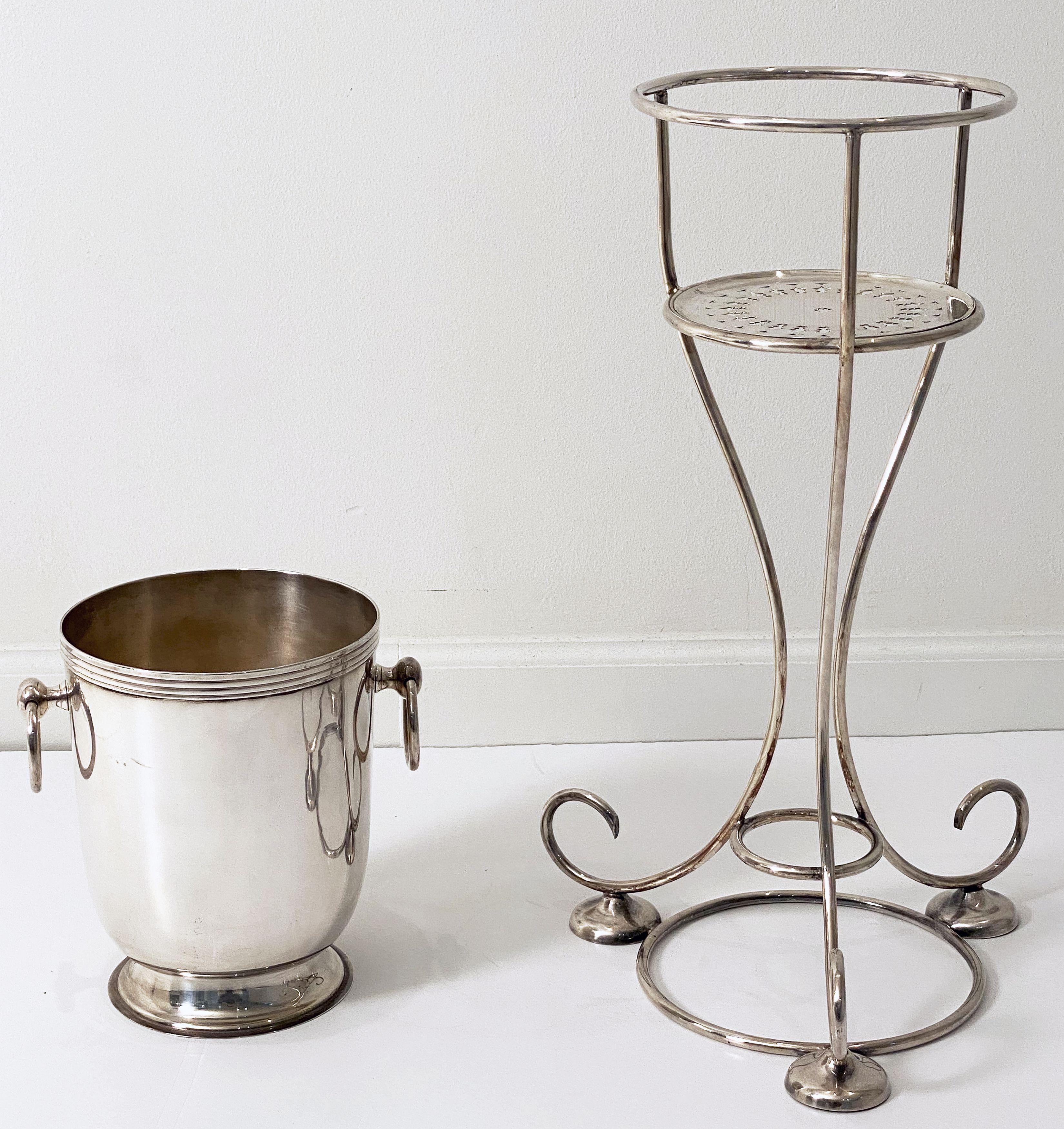 Art Deco Champagne Bucket or Wine Cooler on Frame Stand by Yeoman of England 3